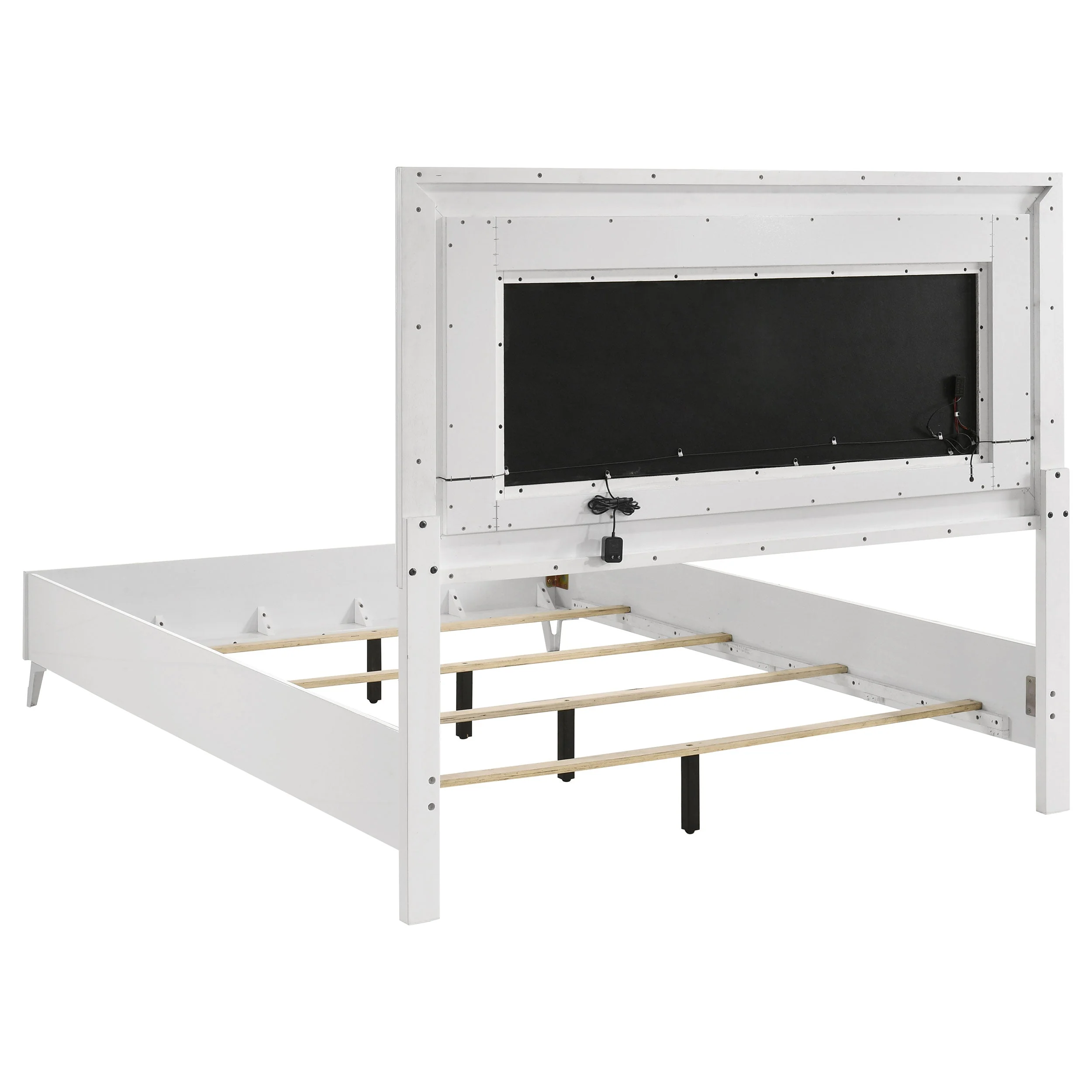 Cassia White High Gloss 4-piece Queen LED Bedroom Set - Image 4