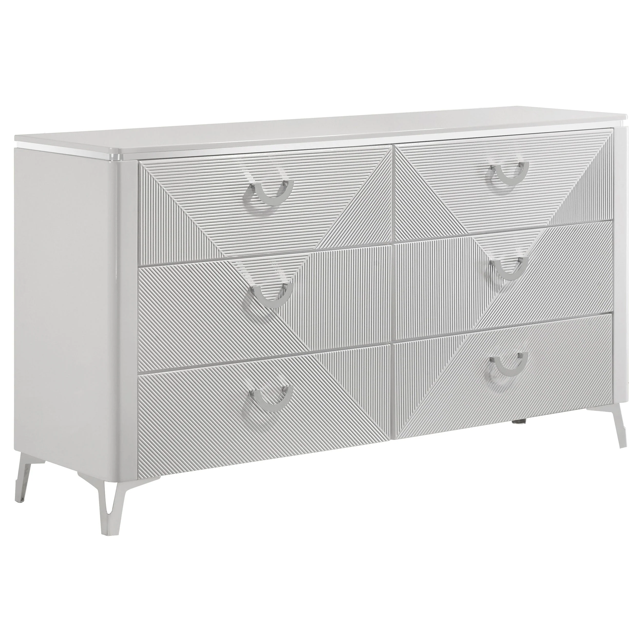 Cassia White High Gloss 4-piece Queen LED Bedroom Set - Image 7