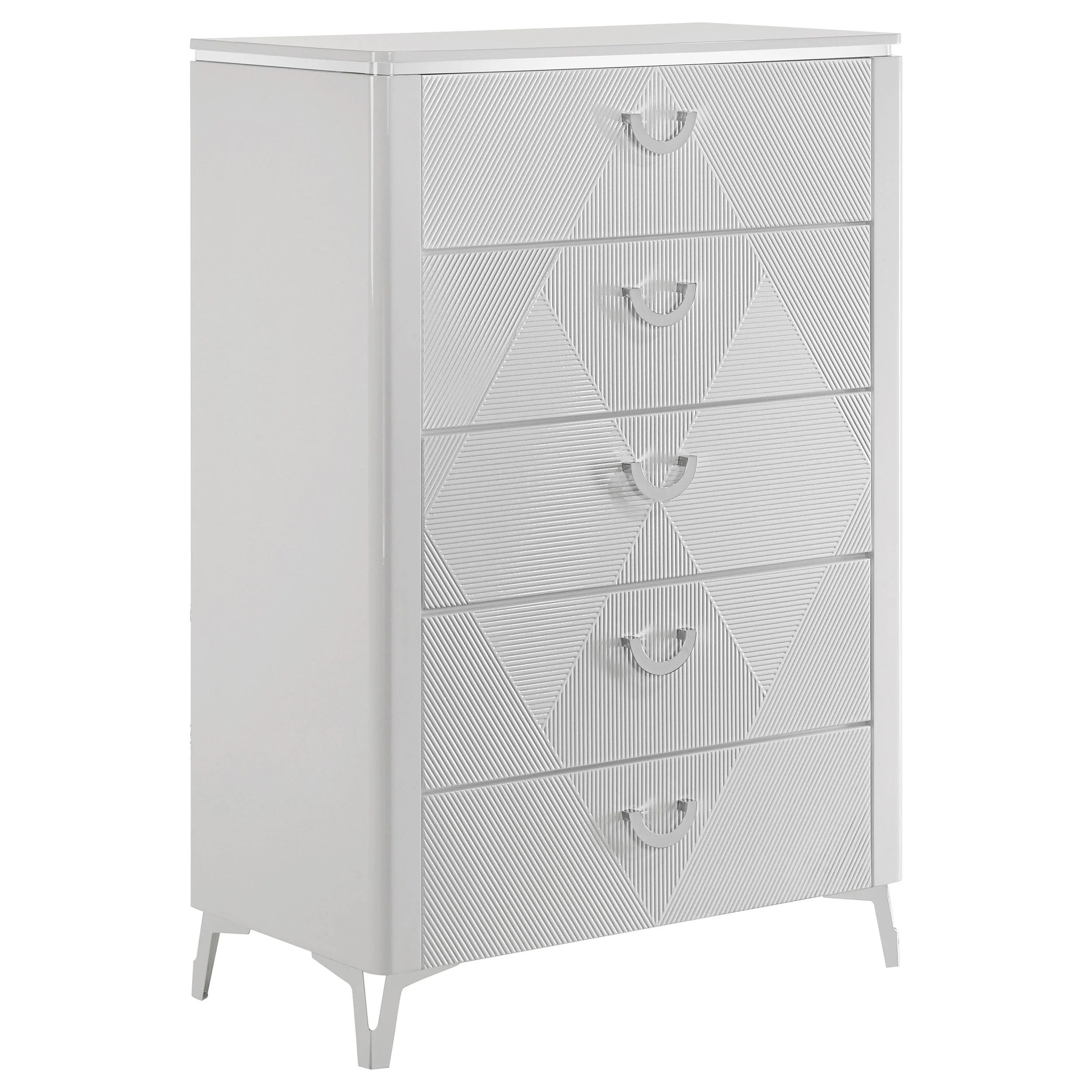Cassia White High Gloss 5-drawer Bedroom Chest of Drawers - Image 2