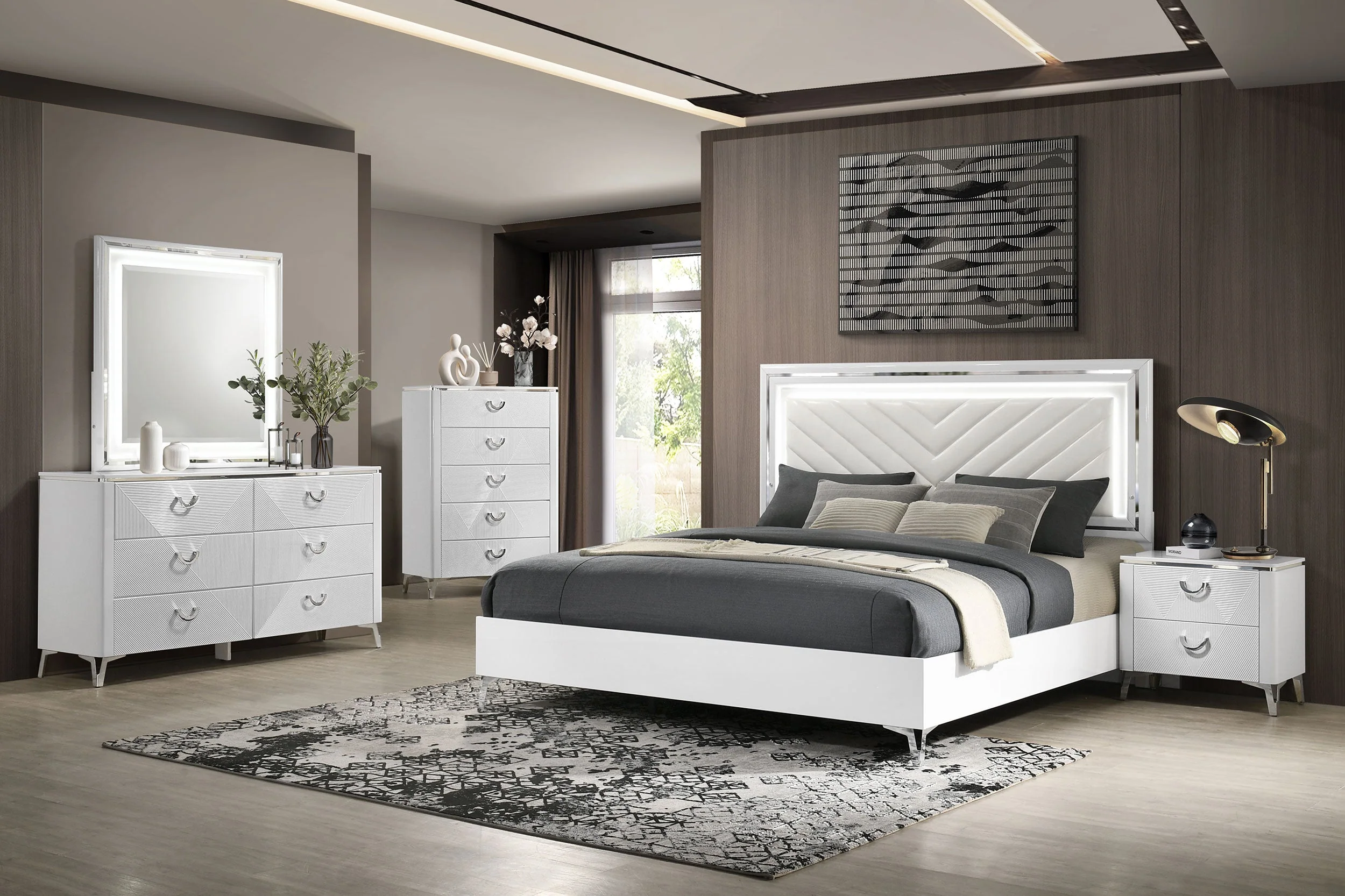 Cassia White High Gloss Dresser Mirror - Image 6