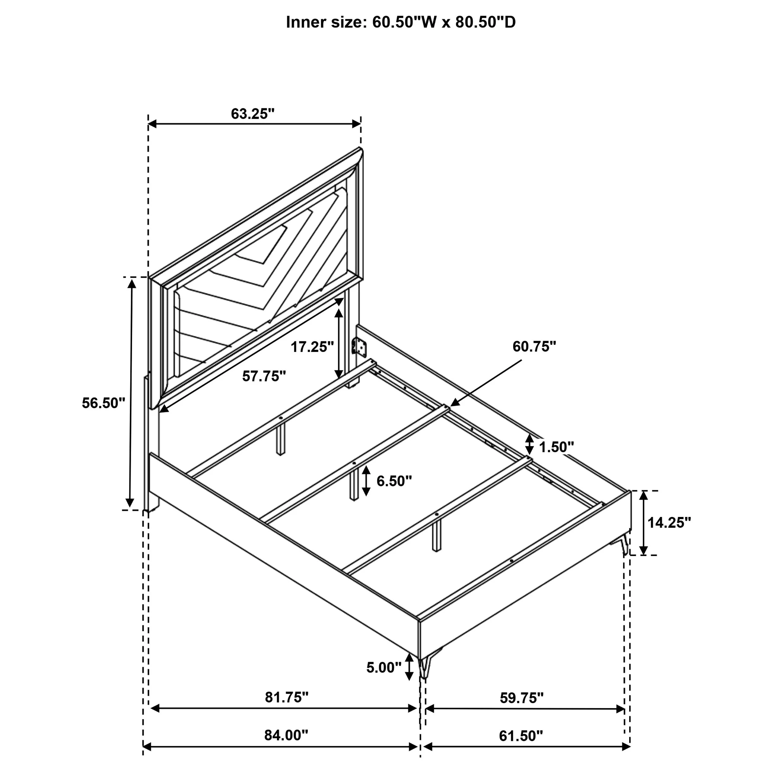 Cassia White High Gloss Queen LED Panel Bed - Image 11