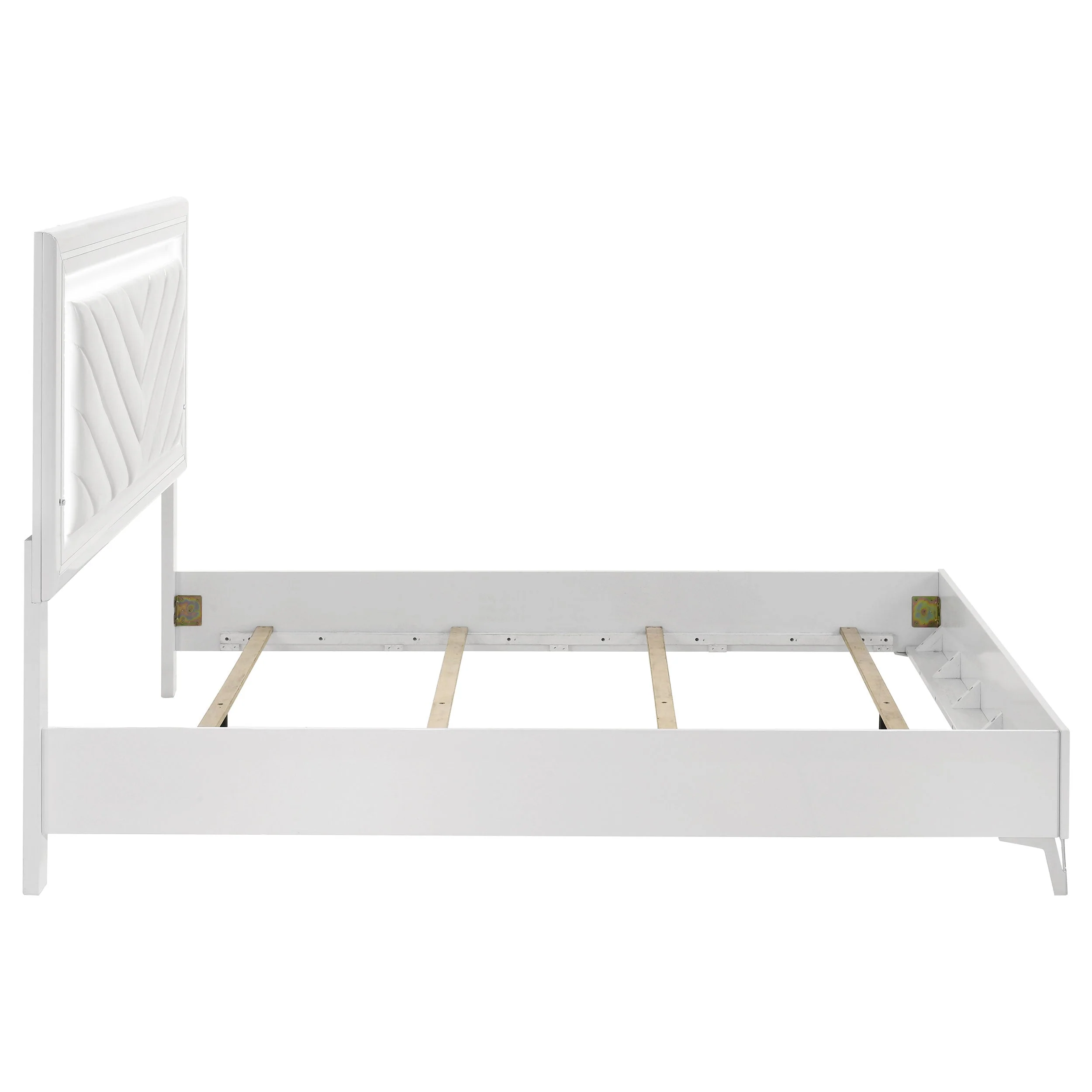 Cassia White High Gloss Queen LED Panel Bed - Image 6