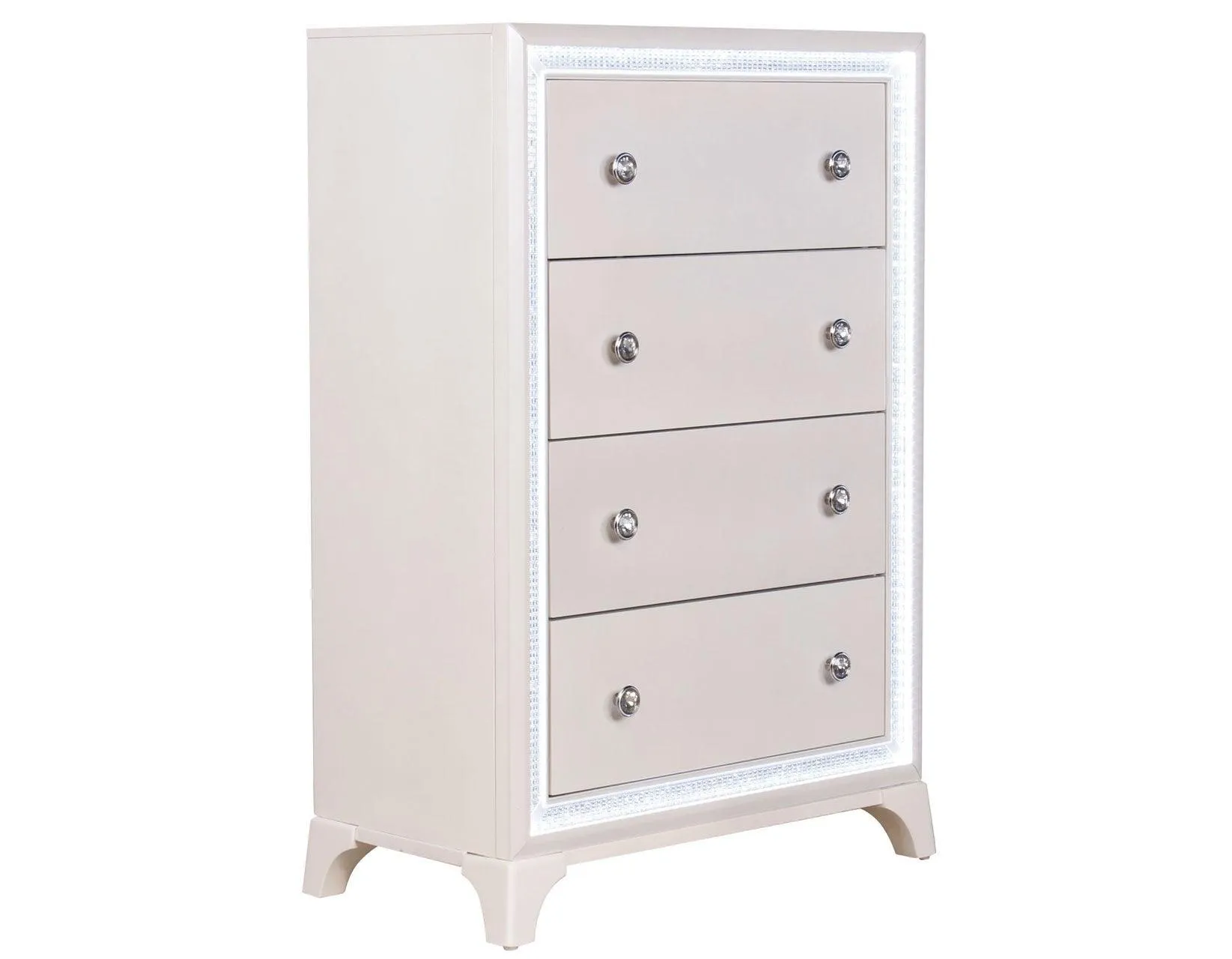 Cassie Illuminating 5-Drawer Chest, Shimmering Pearl Finish - Image 5
