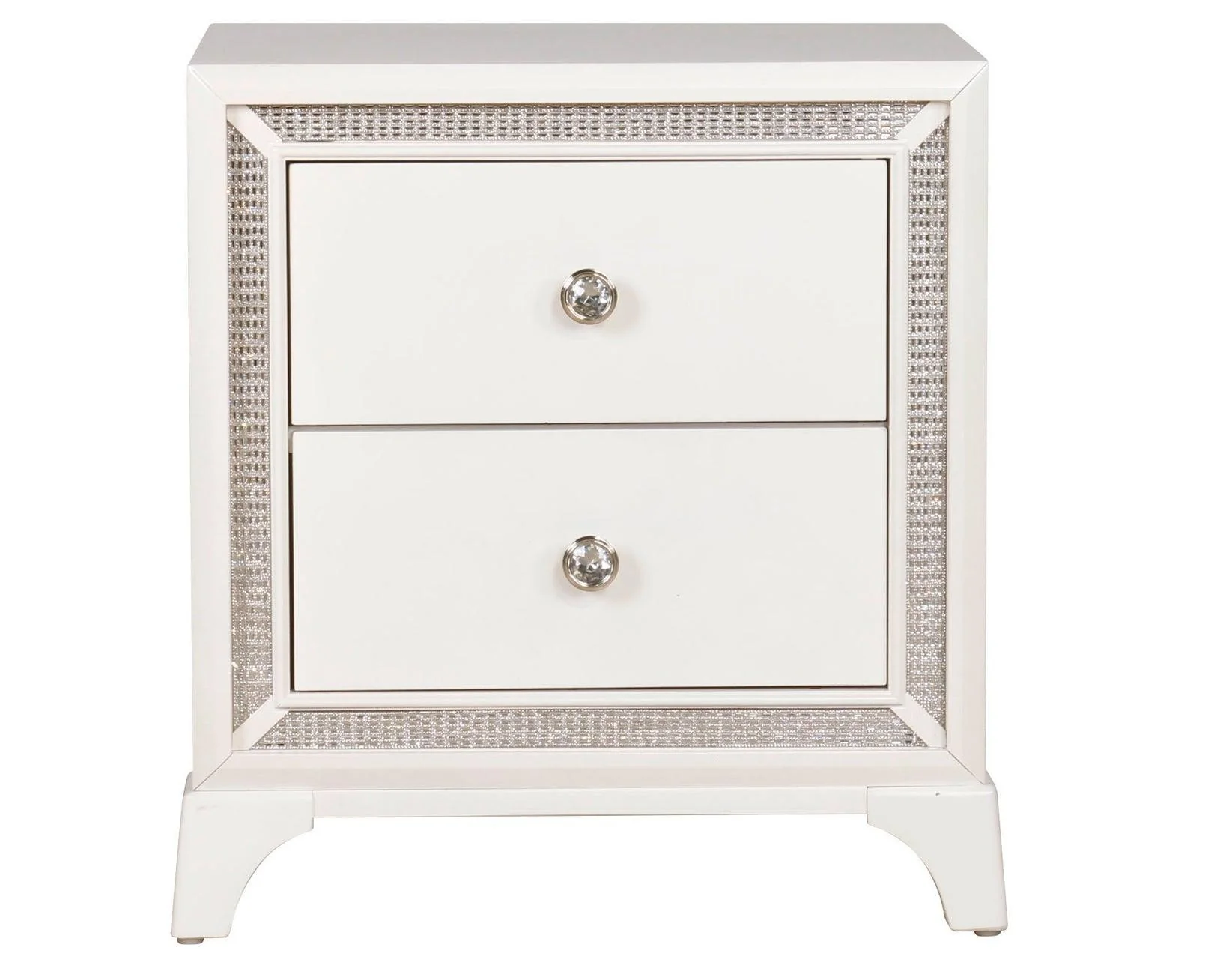 Cassie Illuminating Glam Nightstand, Shimmering Pearl Finish - Image 4