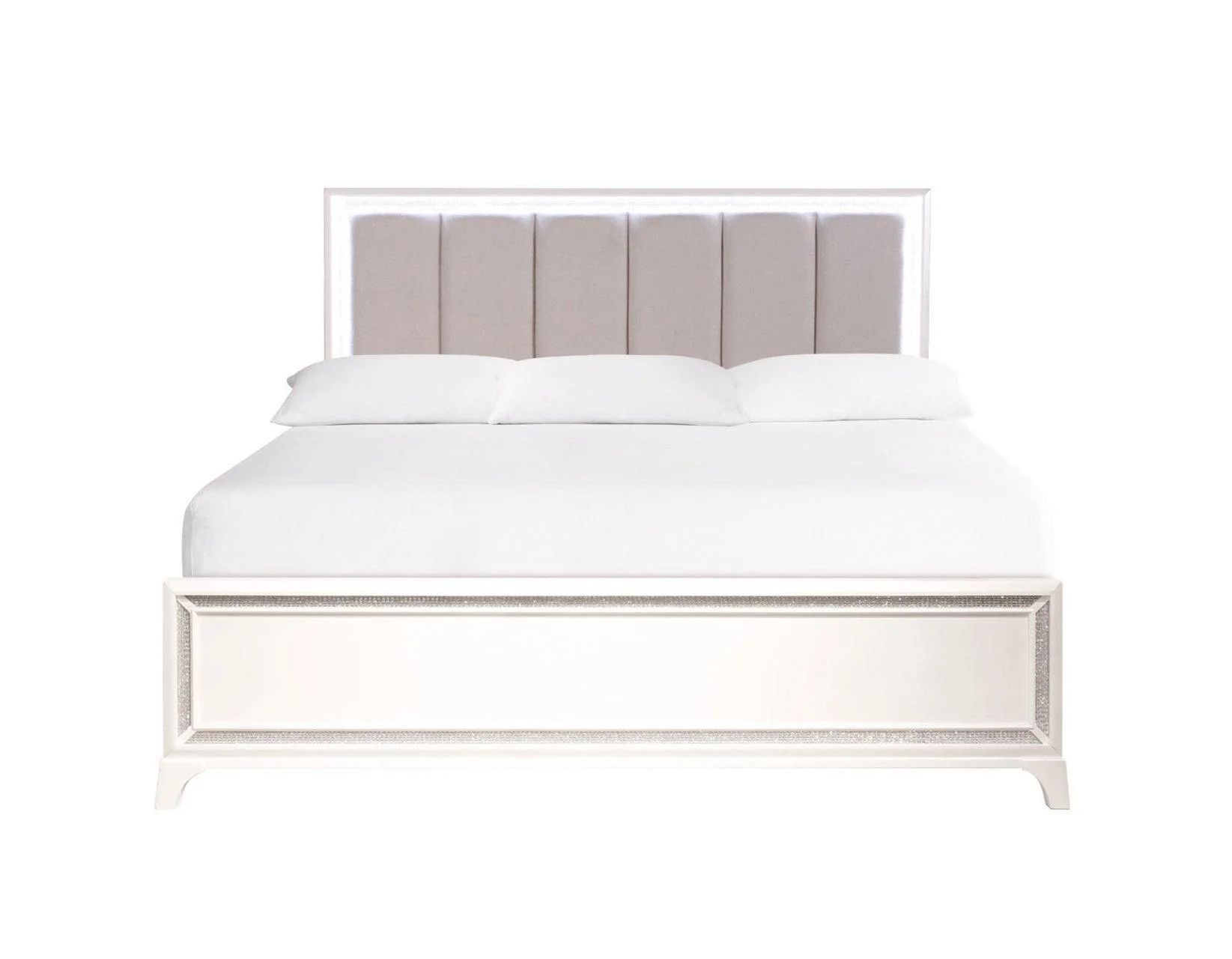 Cassie Illuminating King Bed, Shimmering Pearl Finish - Image 3