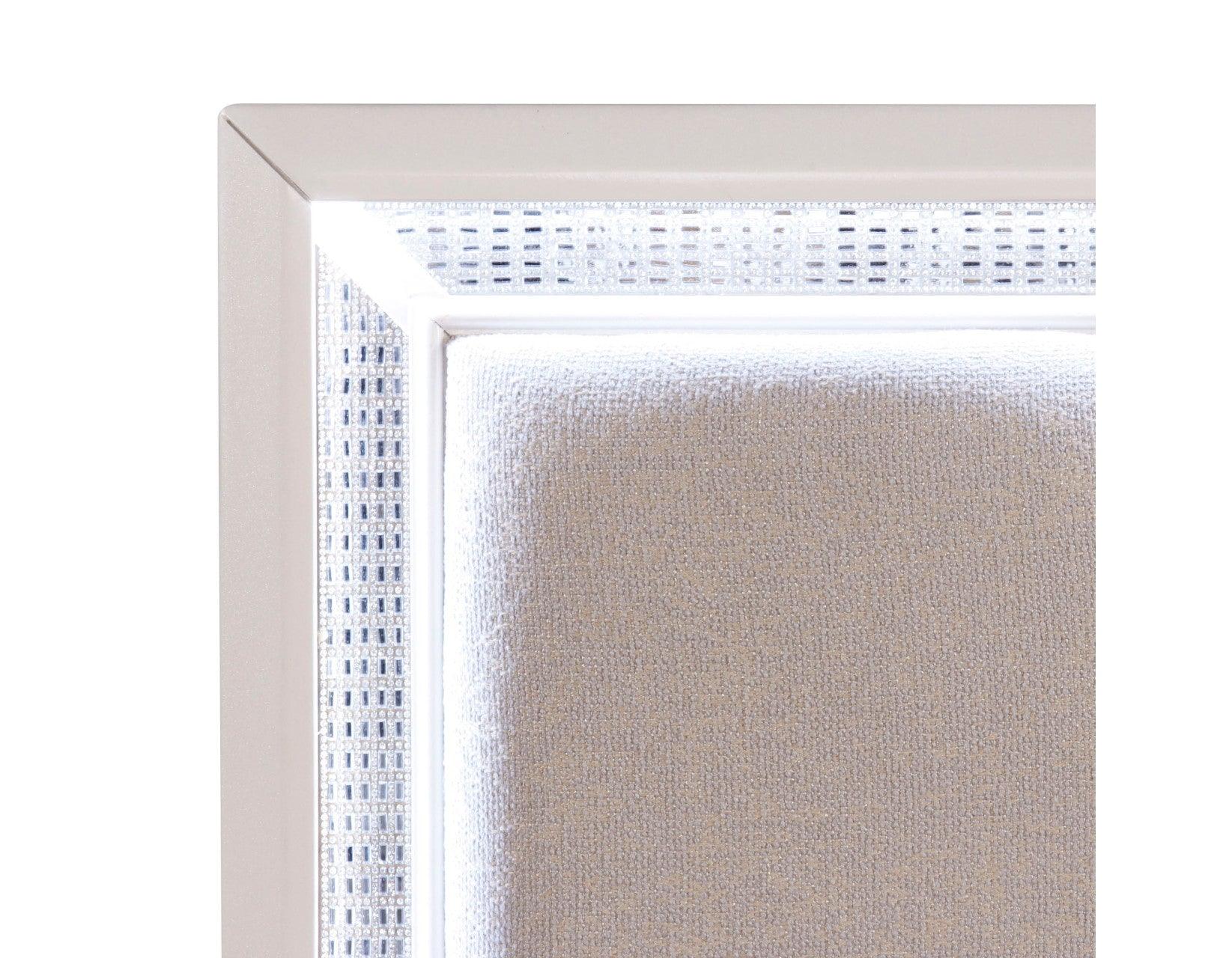 Cassie Illuminating King Bed, Shimmering Pearl Finish - Image 5
