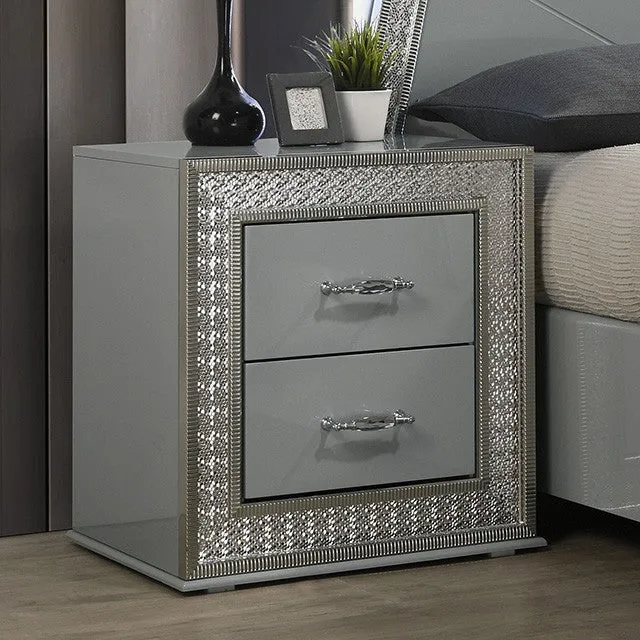 Cassiopeia Metallic Gray 4-Piece Queen Bedroom Set - Image 2