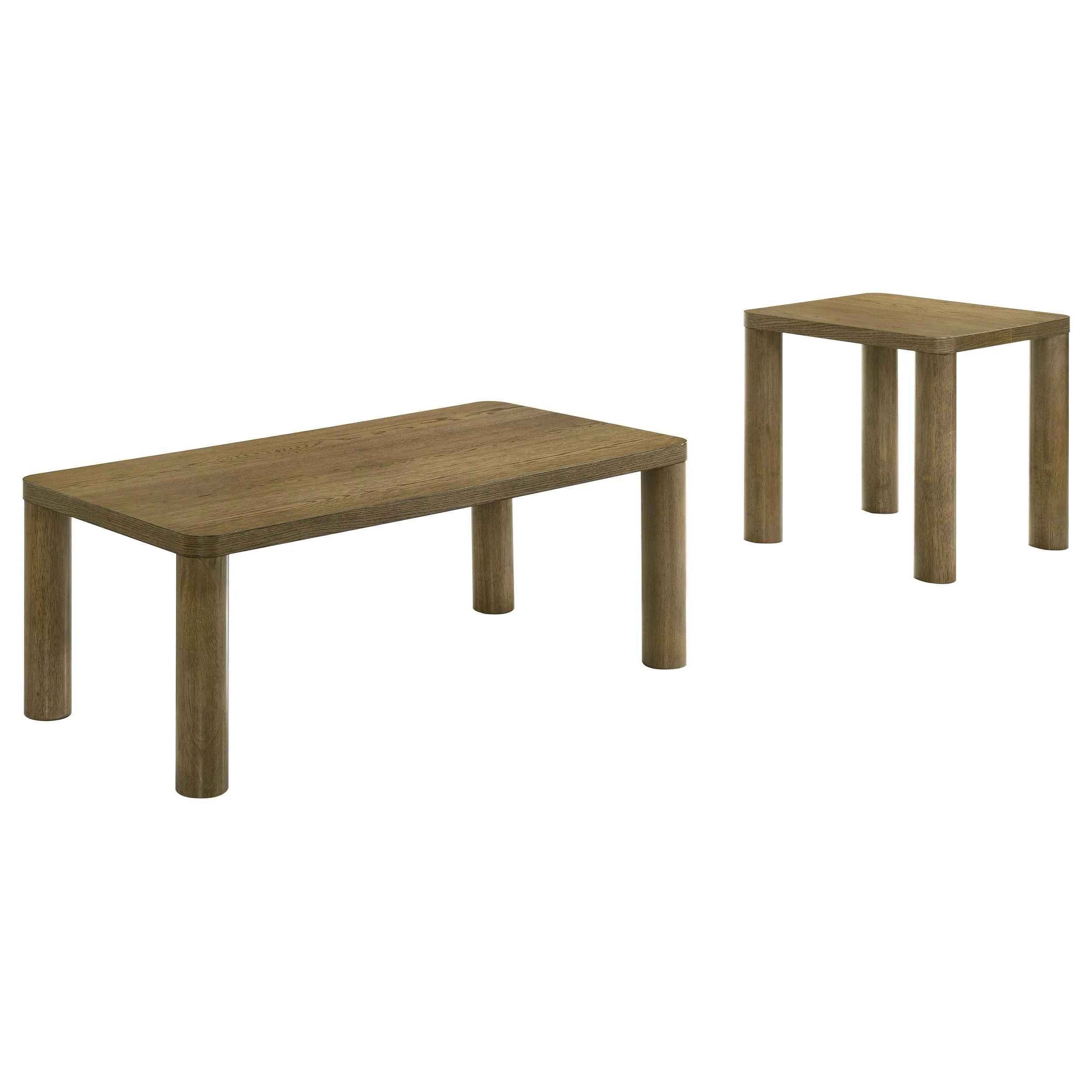 Castlewood Brown Oak 2-Piece Cocktail Coffee Table Set - Image 2
