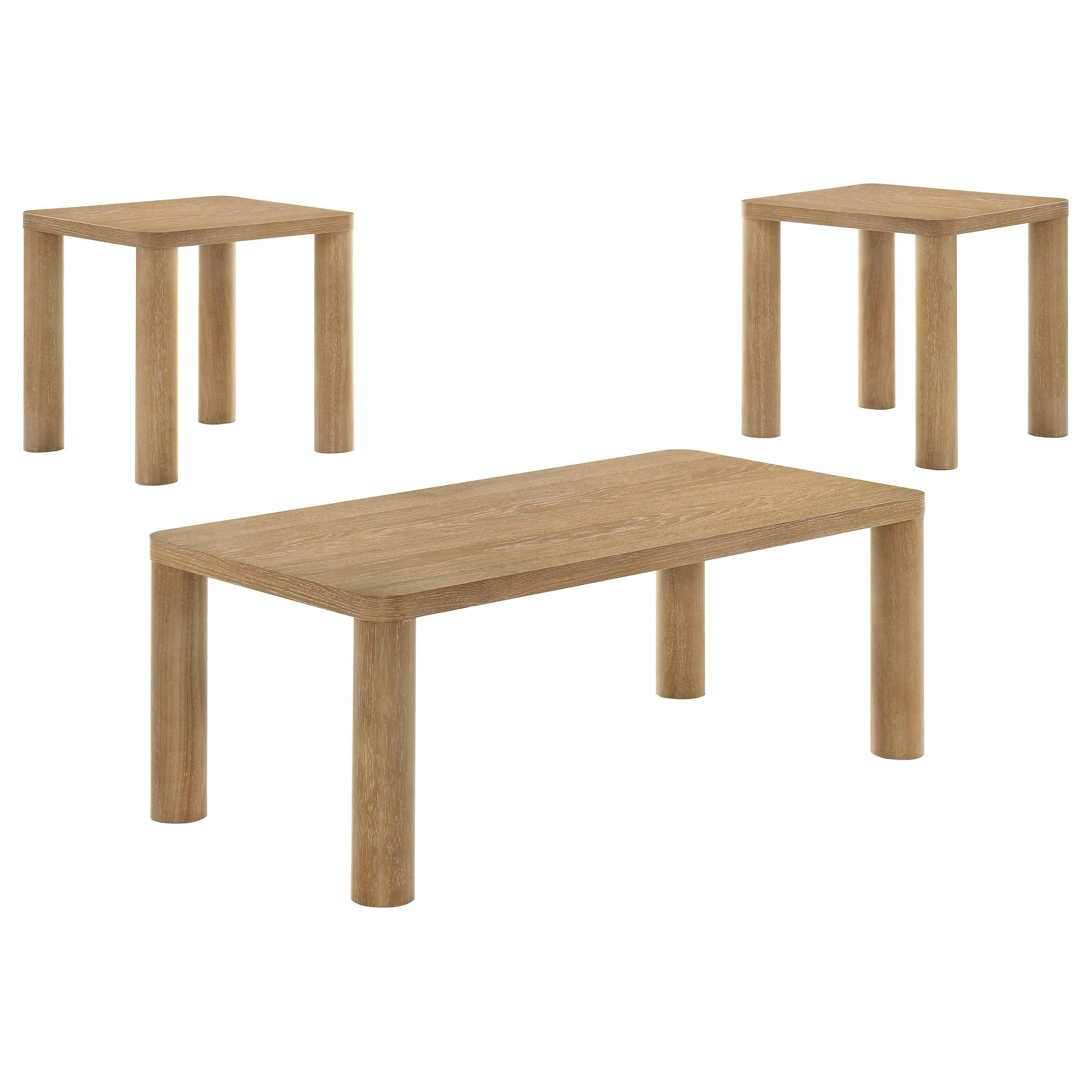 Castlewood Light Oak 3-Piece Cocktail Coffee Table Set - Image 2