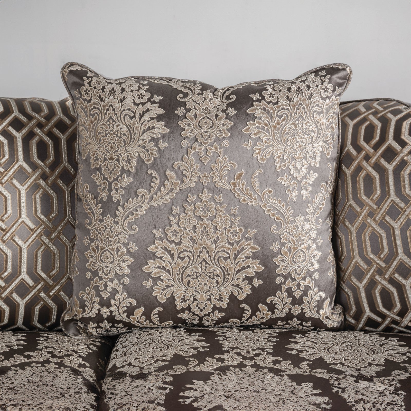 Catalonia Beige/Dark Cherry Upholstery Living Room Set - Image 9
