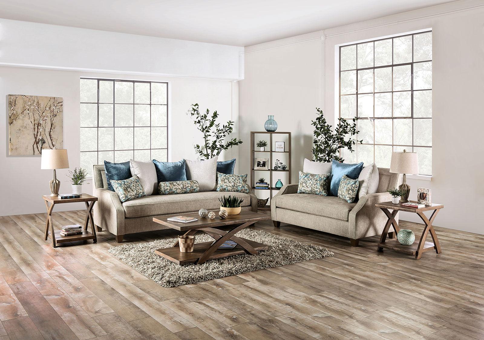 Catarina Beige/Teal Loveseat - Image 8