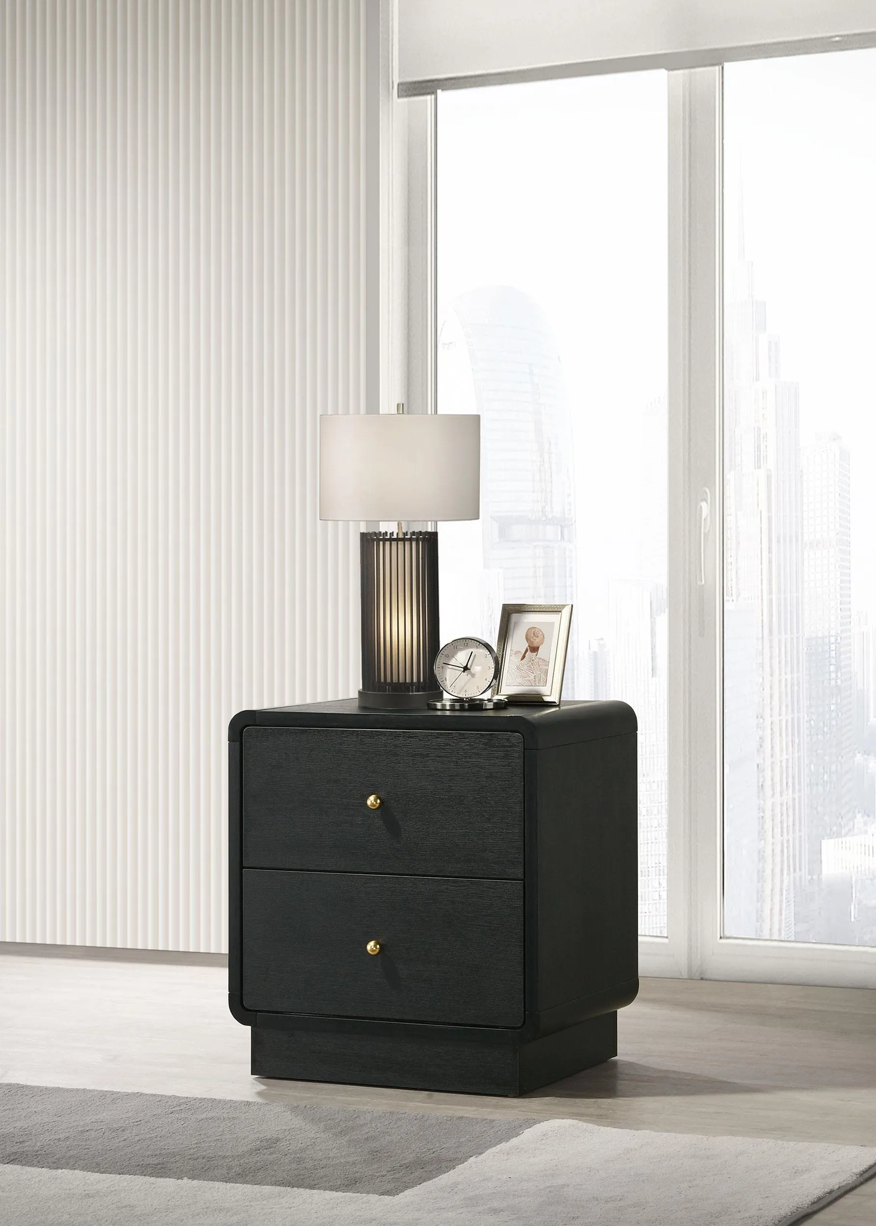 Cavelle Black 2-Drawer Nightstand