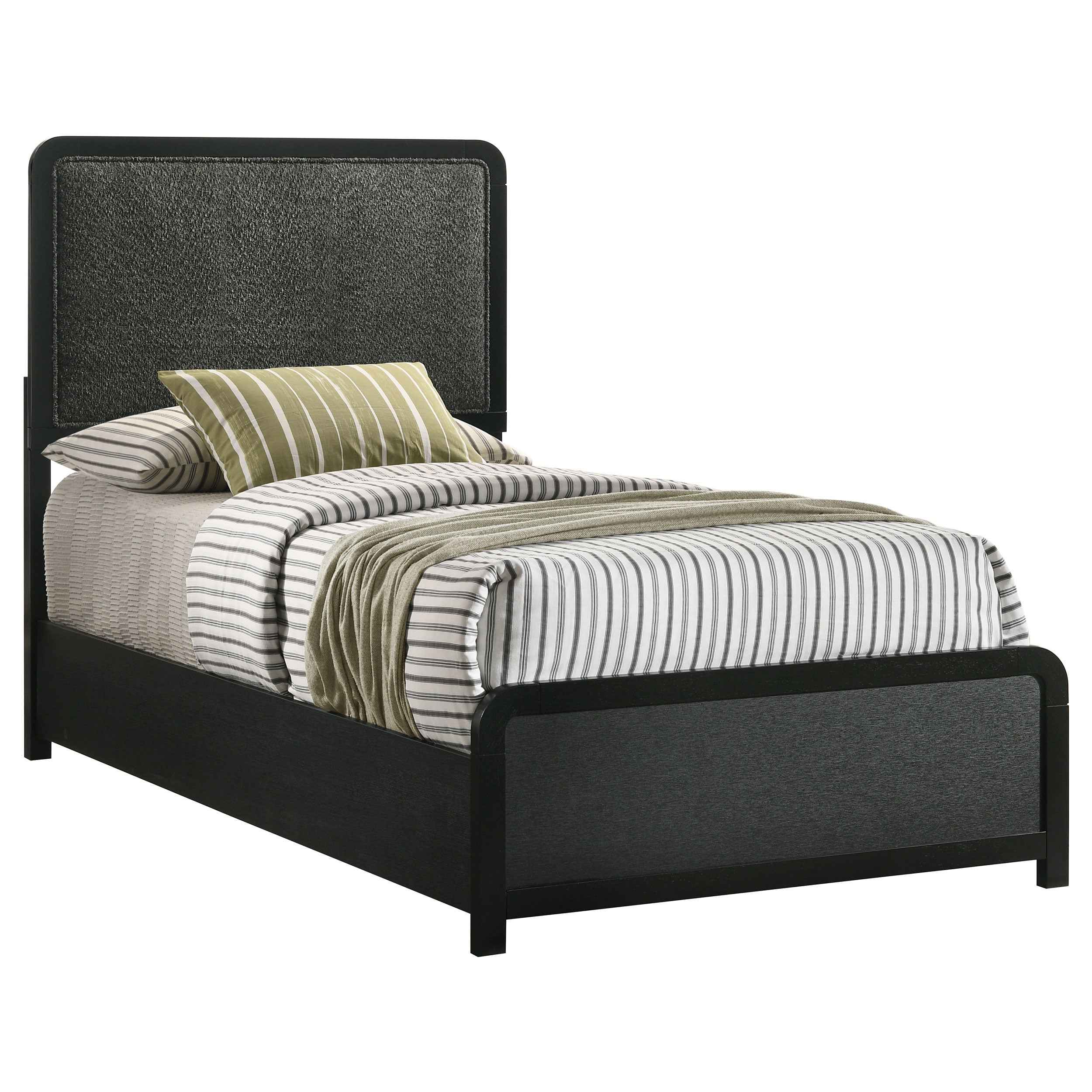 Cavelle Black 51-inch Upholstered Twin Panel Bed - Image 3