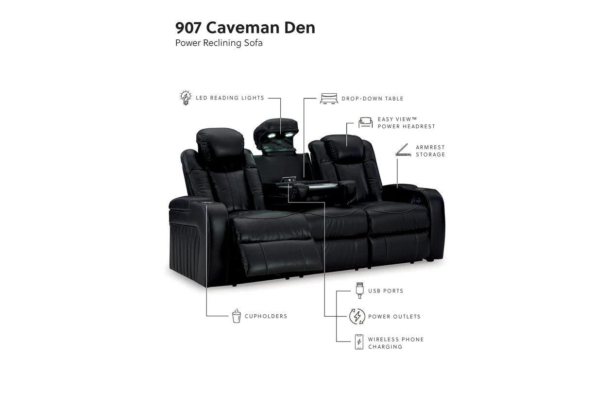 Caveman Den Midnight Dual Power Reclining Sofa and Loveseat - Image 4