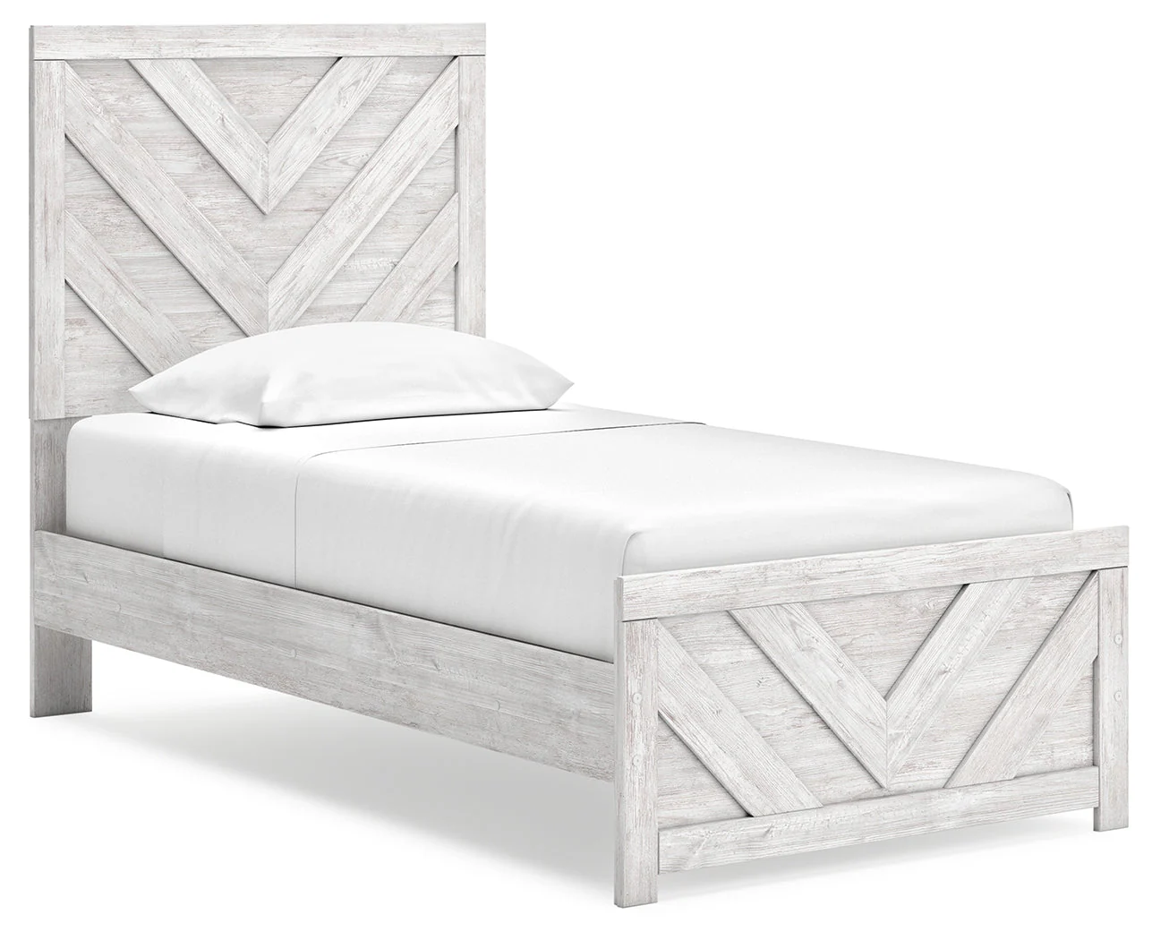 Cayboni Twin Panel Bed with Mirrored Dresser and 2 Nightstands in Whitewash - Image 11