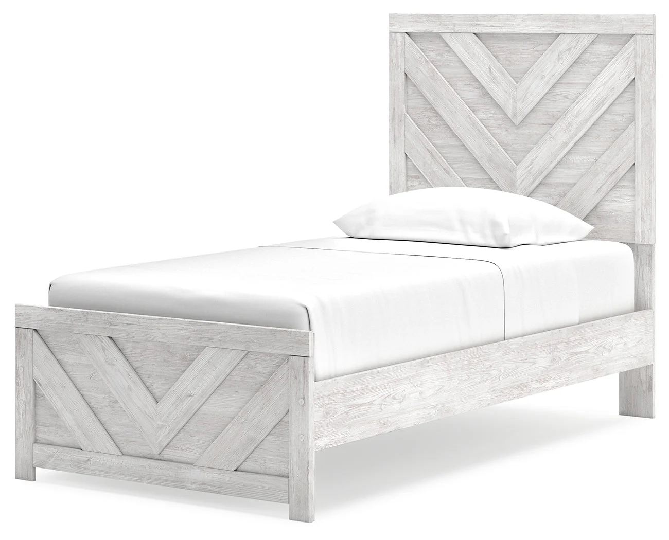 Cayboni Twin Panel Bed with Mirrored Dresser and 2 Nightstands in Whitewash - Image 15