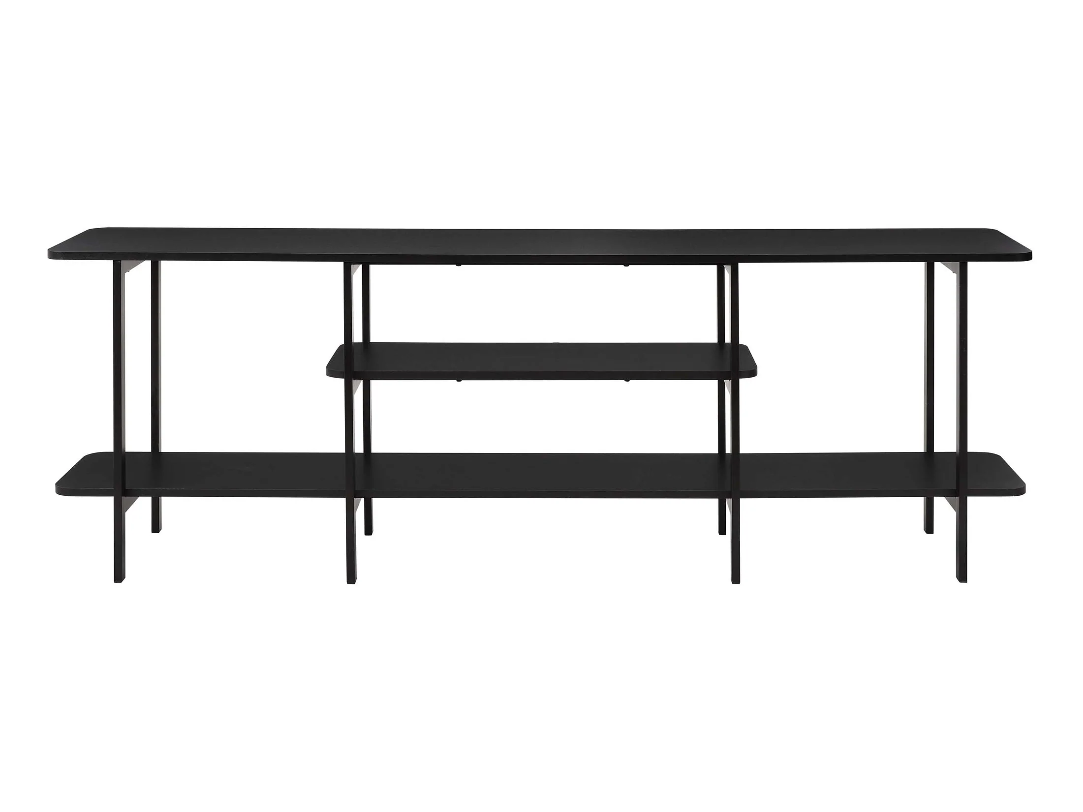 Celine Side 3 Tier Shelf Table Console in Black