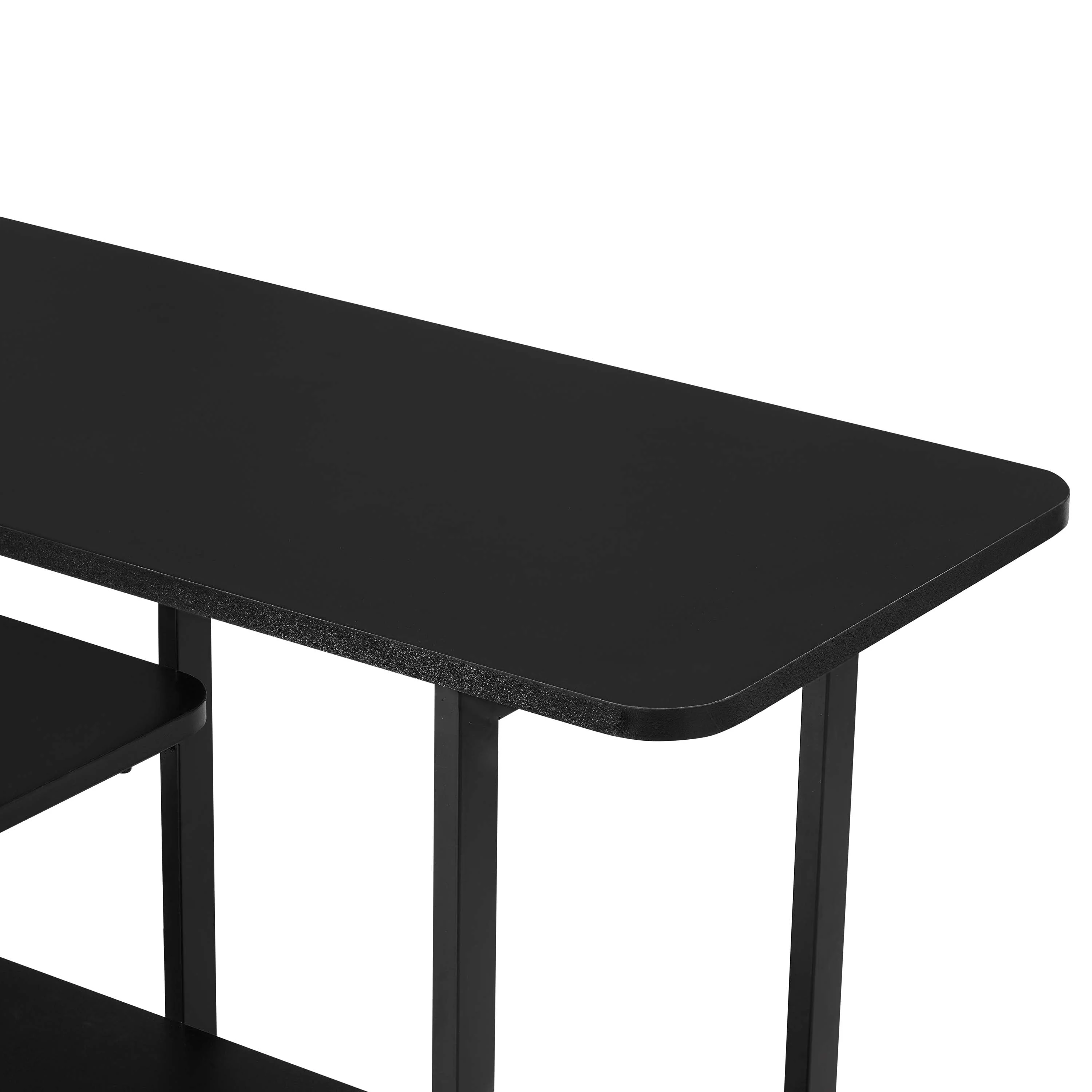 Celine Side 3 Tier Shelf Table Console in Black - Image 5