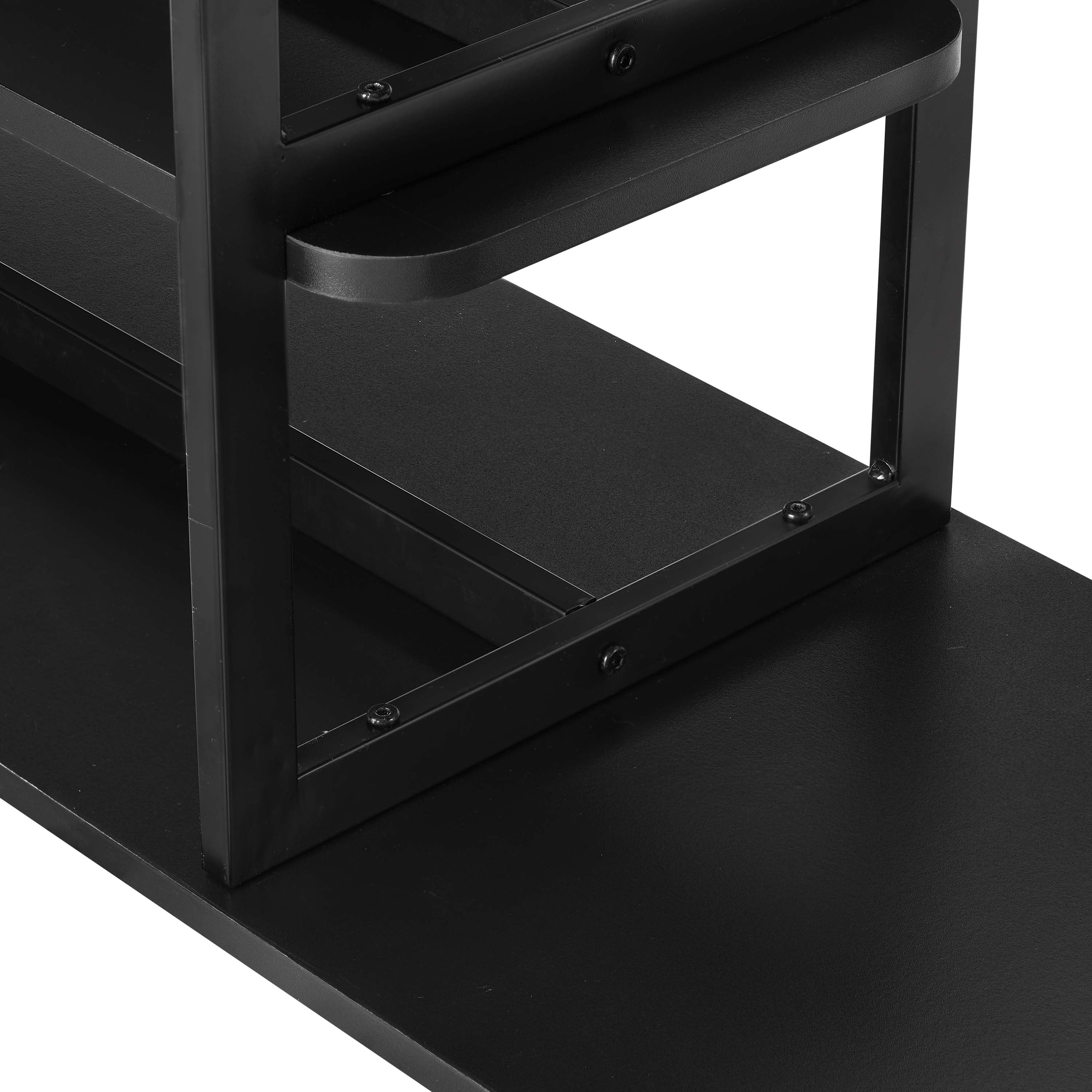 Celine Side 3 Tier Shelf Table Console in Black - Image 6