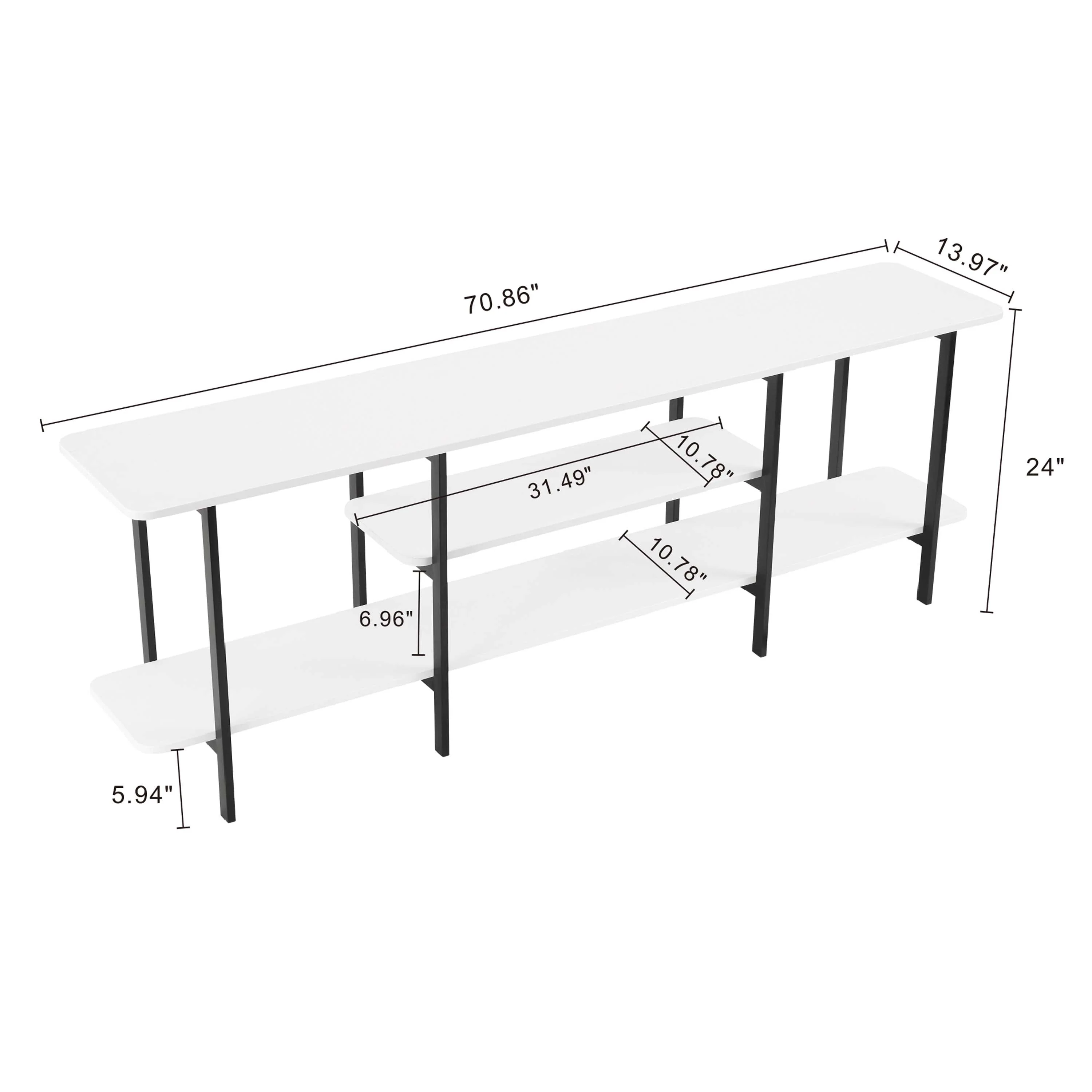 Celine Side 3 Tier Shelf Table Console in White - Image 3