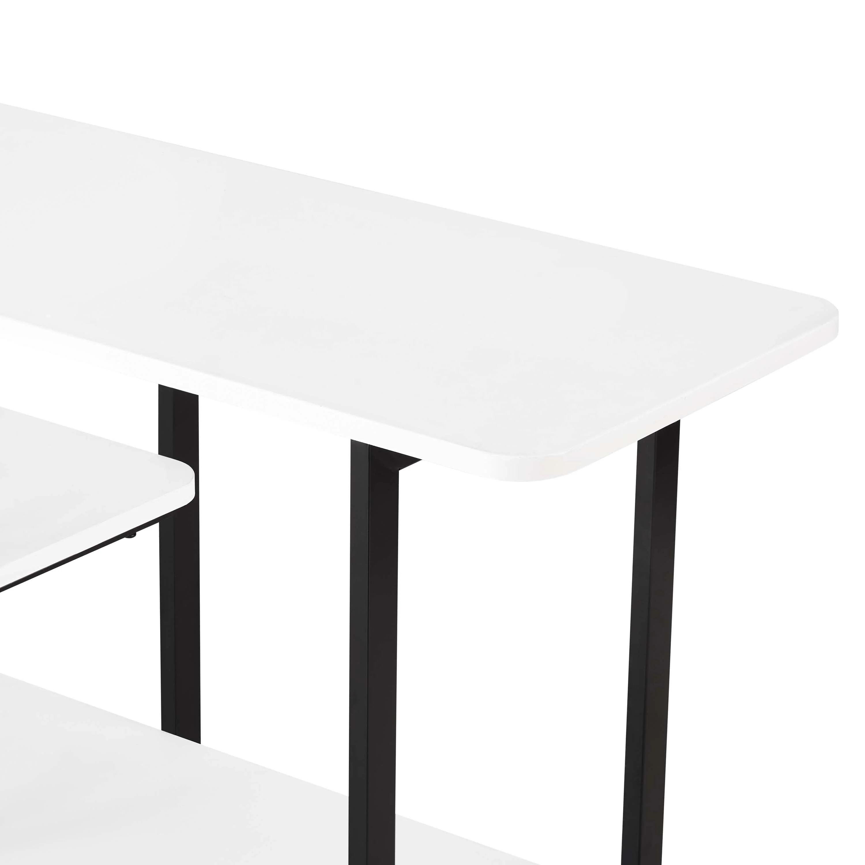 Celine Side 3 Tier Shelf Table Console in White - Image 5