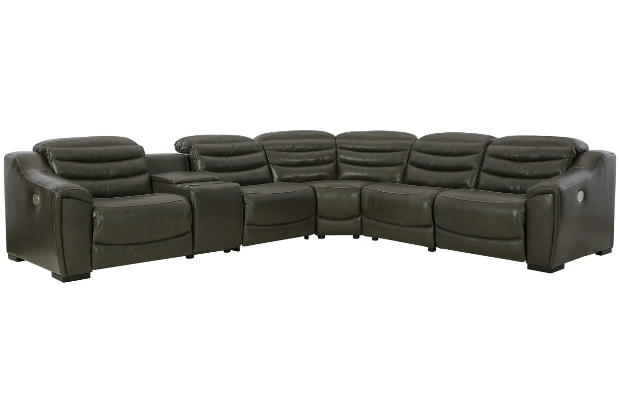 Center Line Dark Gray 6-Piece Power Reclining Sectional with Adjustable Headrest - Image 6