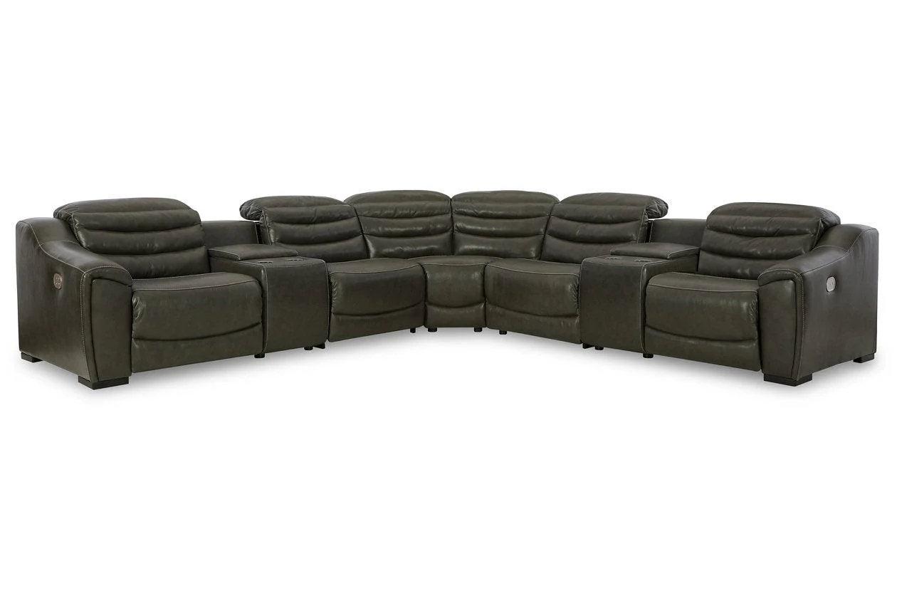 Center Line Dark Gray 7-Piece Power Reclining Sectional with Adjustable Headrest - Image 8
