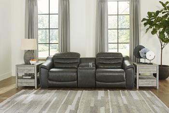 Center Line Dark Gray Dual Power Leather Sofa and Loveseat - Image 10