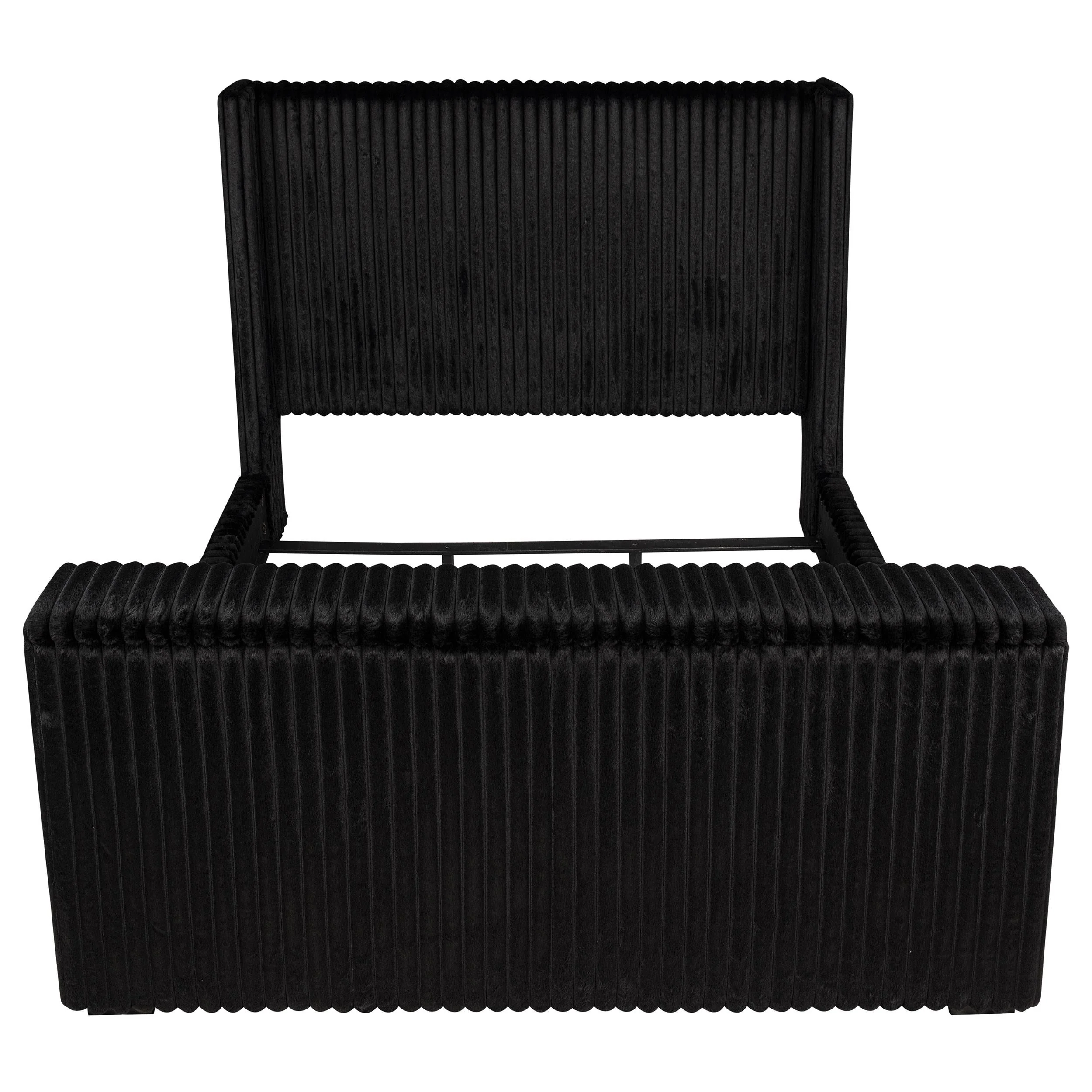 Centergrove Black Upholstered Eastern King Wingback TV Bed - Image 5