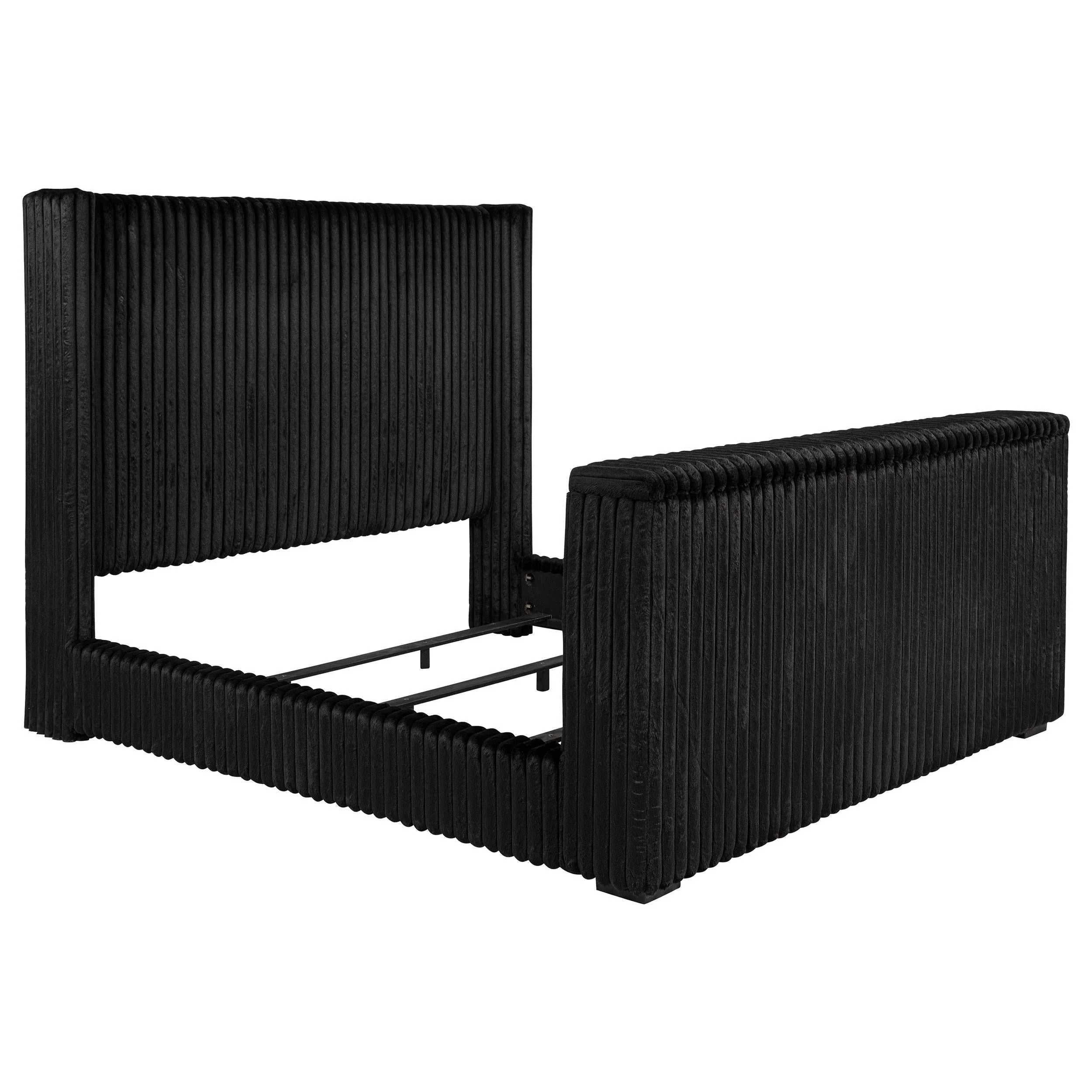 Centergrove Black Upholstered Eastern King Wingback TV Bed - Image 6
