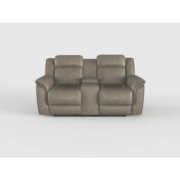 Centeroak Brownish Gray Double Reclining Loveseat with Center Console - Image 2