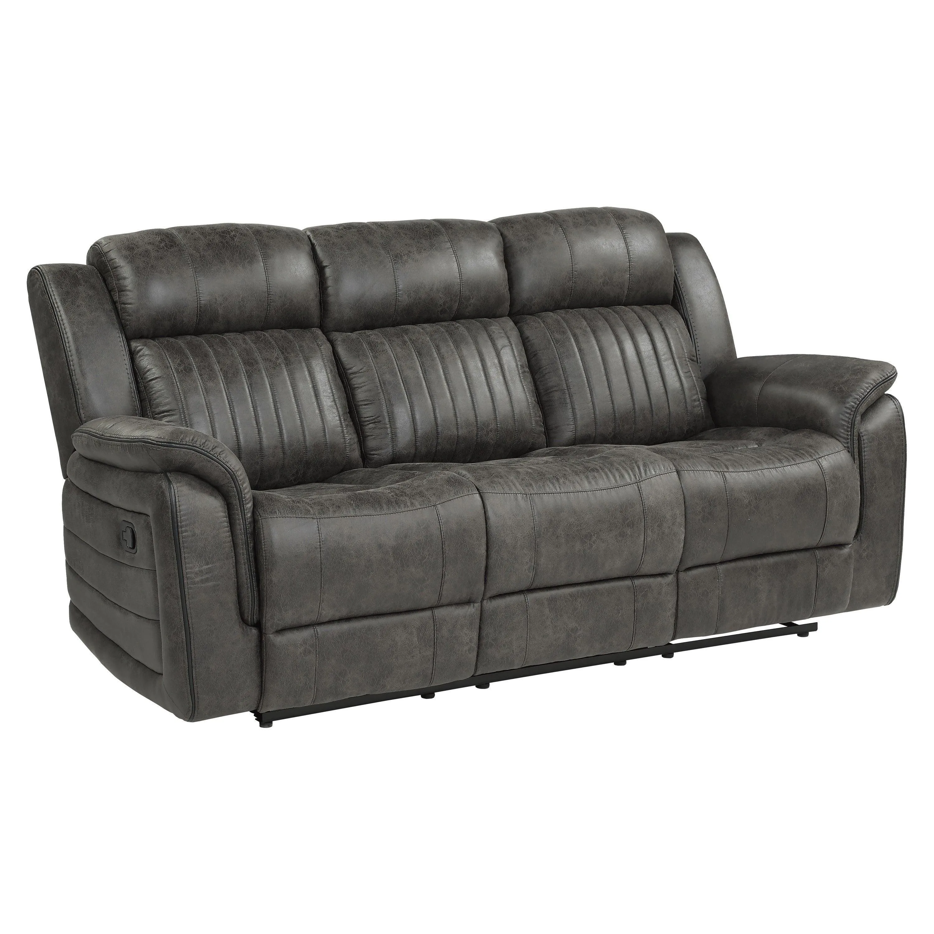 Centeroak Brownish Gray Double Reclining Sofa - Image 4