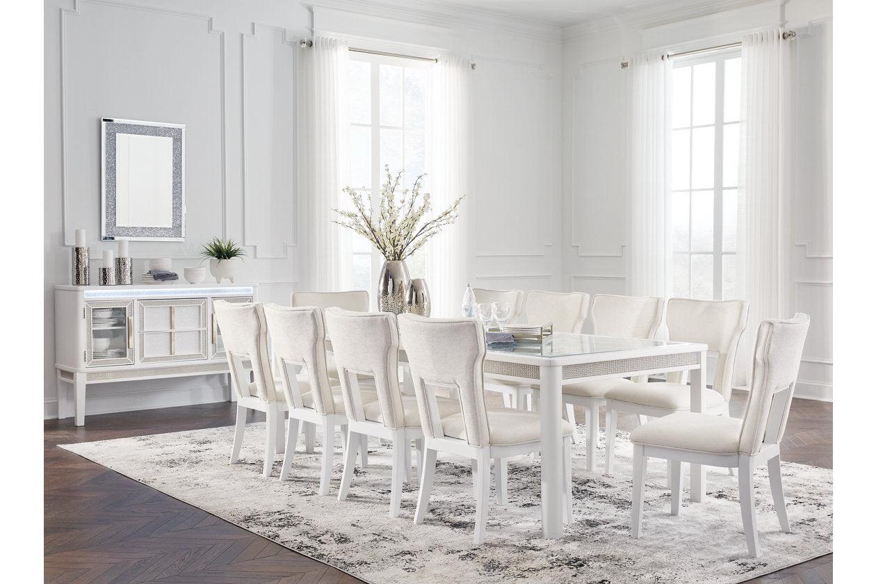 Chalanna White Dining Table with 10 Chairs