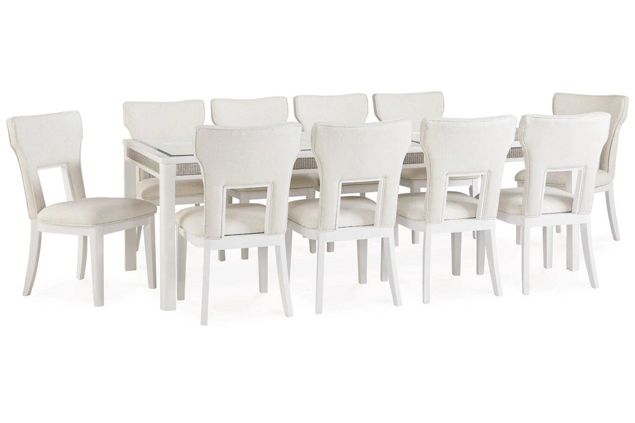 Chalanna White Dining Table with 10 Chairs - Image 2