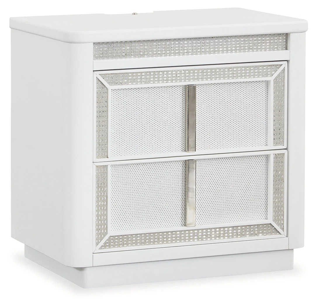 Chalanna White LED Upholstered Storage Platform Bedroom Set - Image 15