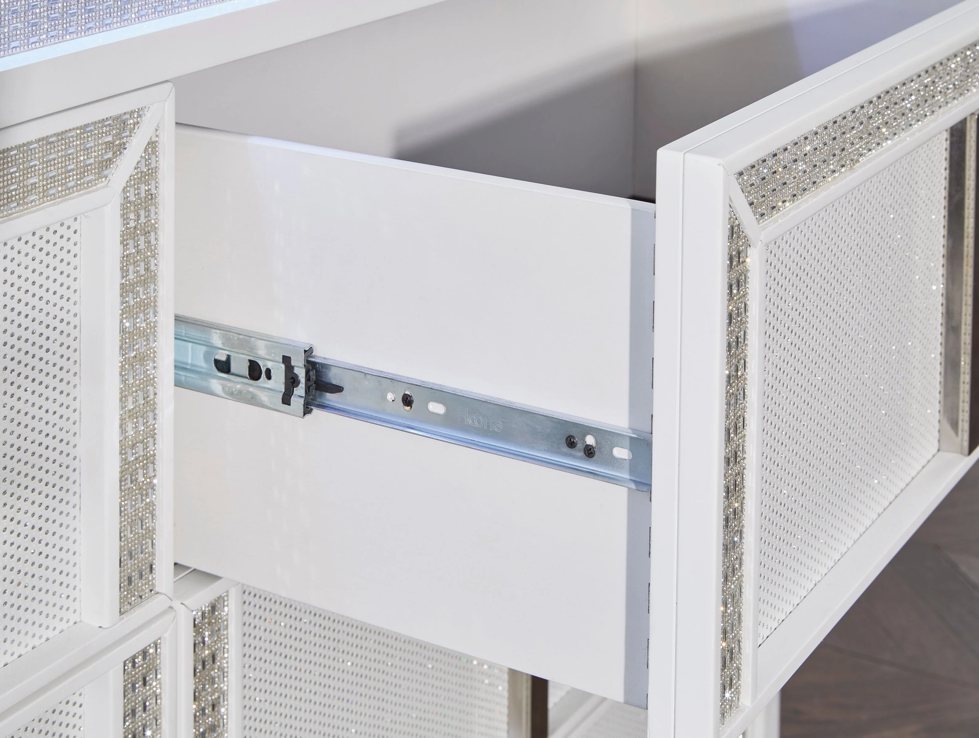Chalanna White LED Upholstered Storage Platform Bedroom Set - Image 3