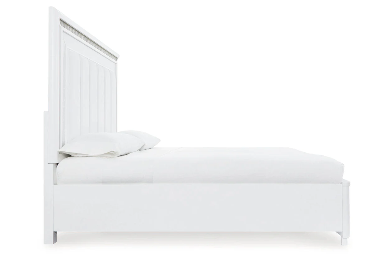 Chalanna White Queen LED Upholstered Storage Platform Bed - Image 6