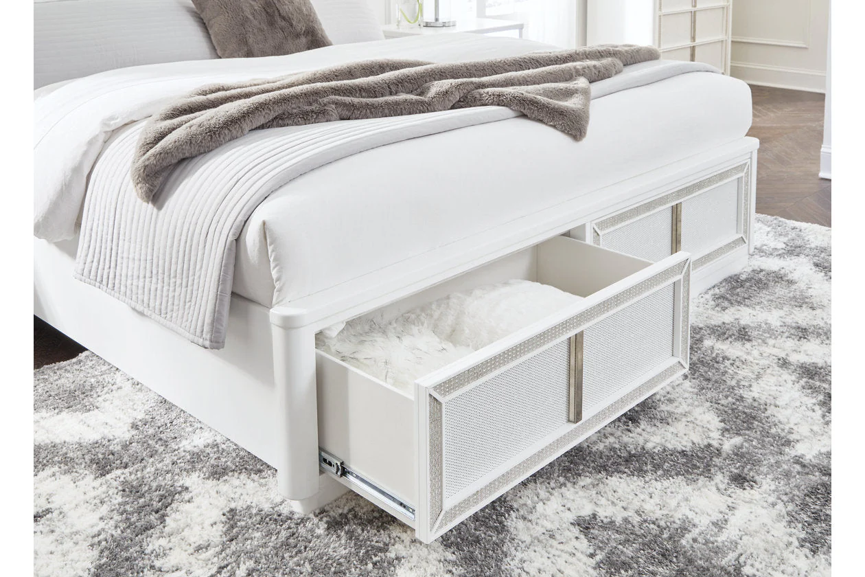 Chalanna White Queen LED Upholstered Storage Platform Bed - Image 9