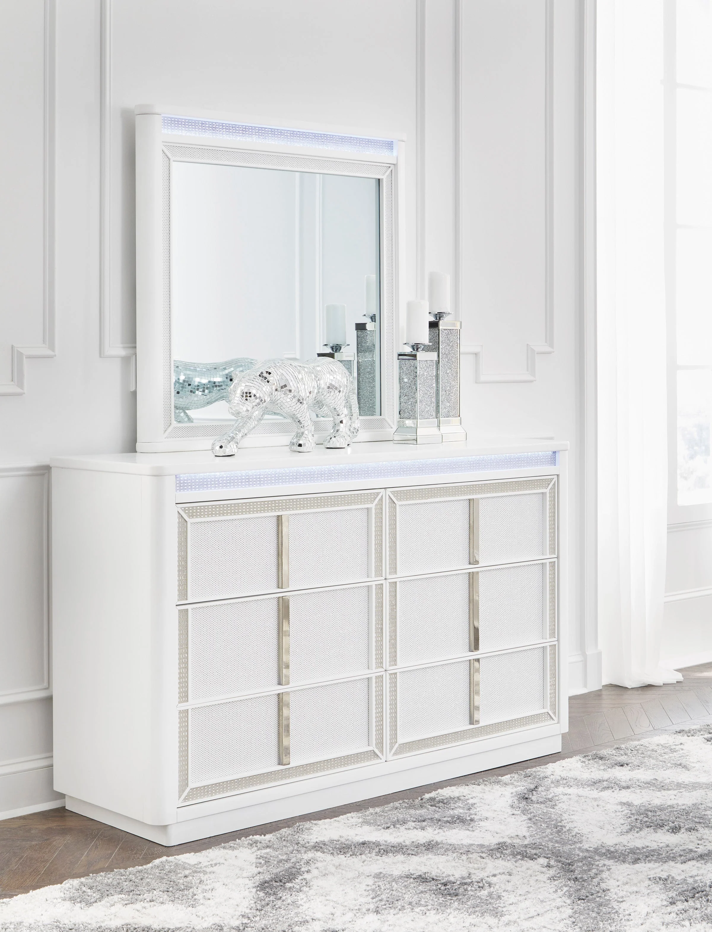 Chalanna White Upholstered Panel Storage Bedroom Set - Image 10
