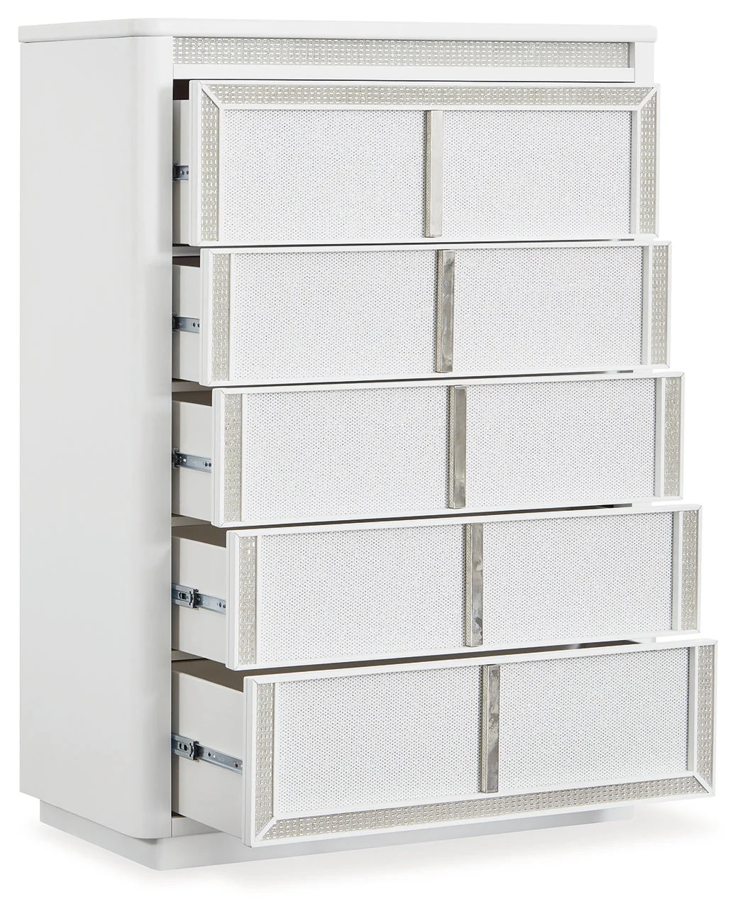 Chalanna White Upholstered Panel Storage Bedroom Set - Image 20
