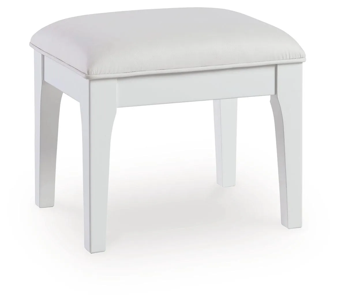 Chalanna White Vanity, Mirror and Stool - Image 6