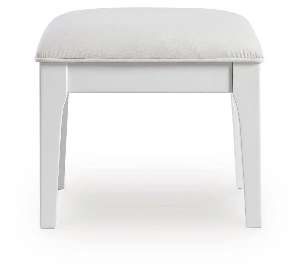 Chalanna White Vanity, Mirror and Stool - Image 8