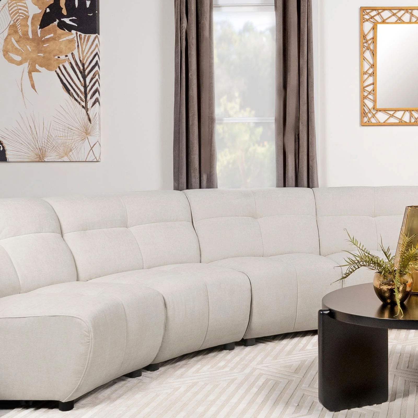 Charlotte Ivory Upholstered Curved Armless Chair - Image 9