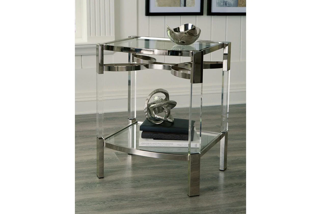 Chaseton Clear/Silver Finish Accent Table - Image 5