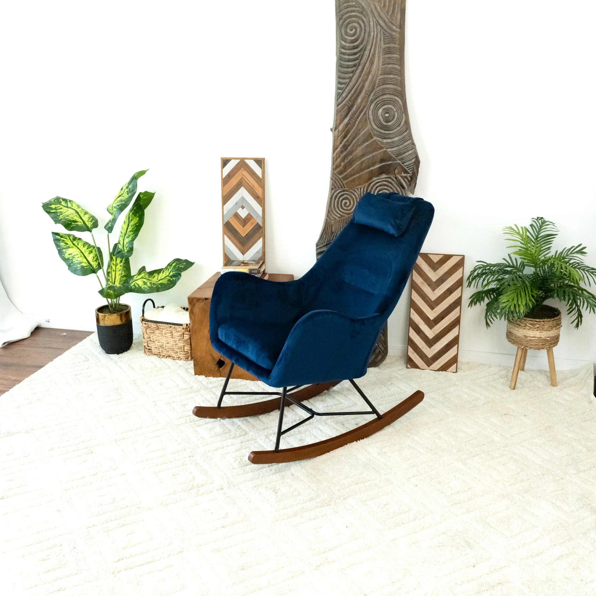 Chelsea Blue Velvet Rocking Chair - Image 2
