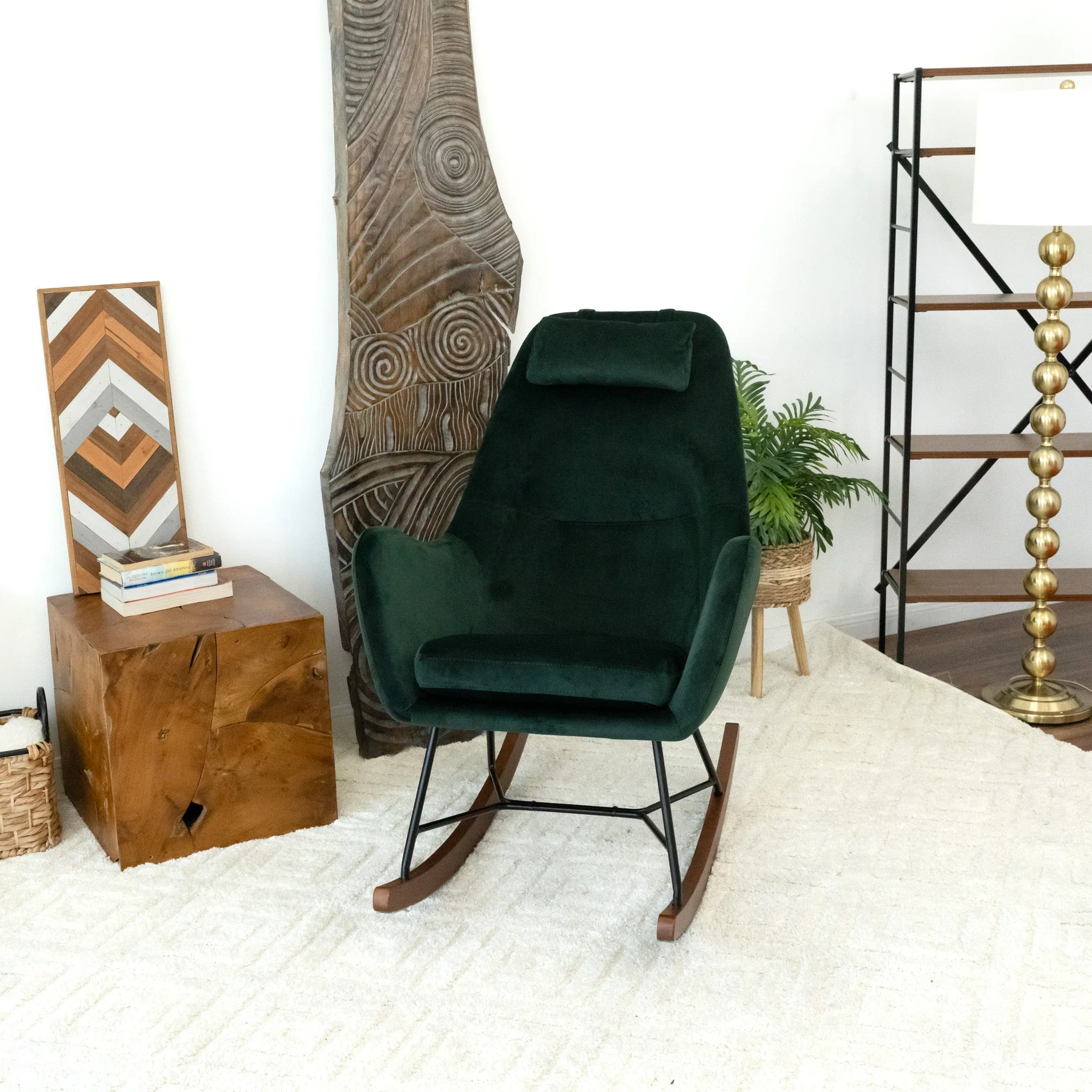 Chelsea Green Velvet Rocking Chair - Image 2