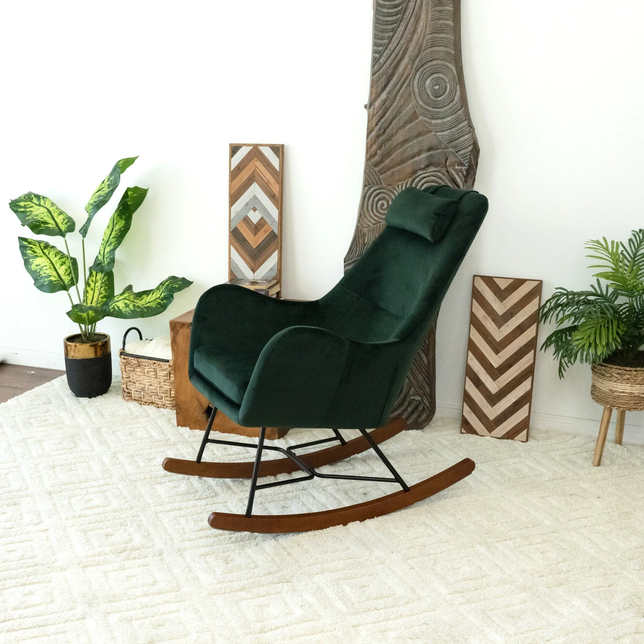 Chelsea Green Velvet Rocking Chair - Image 6