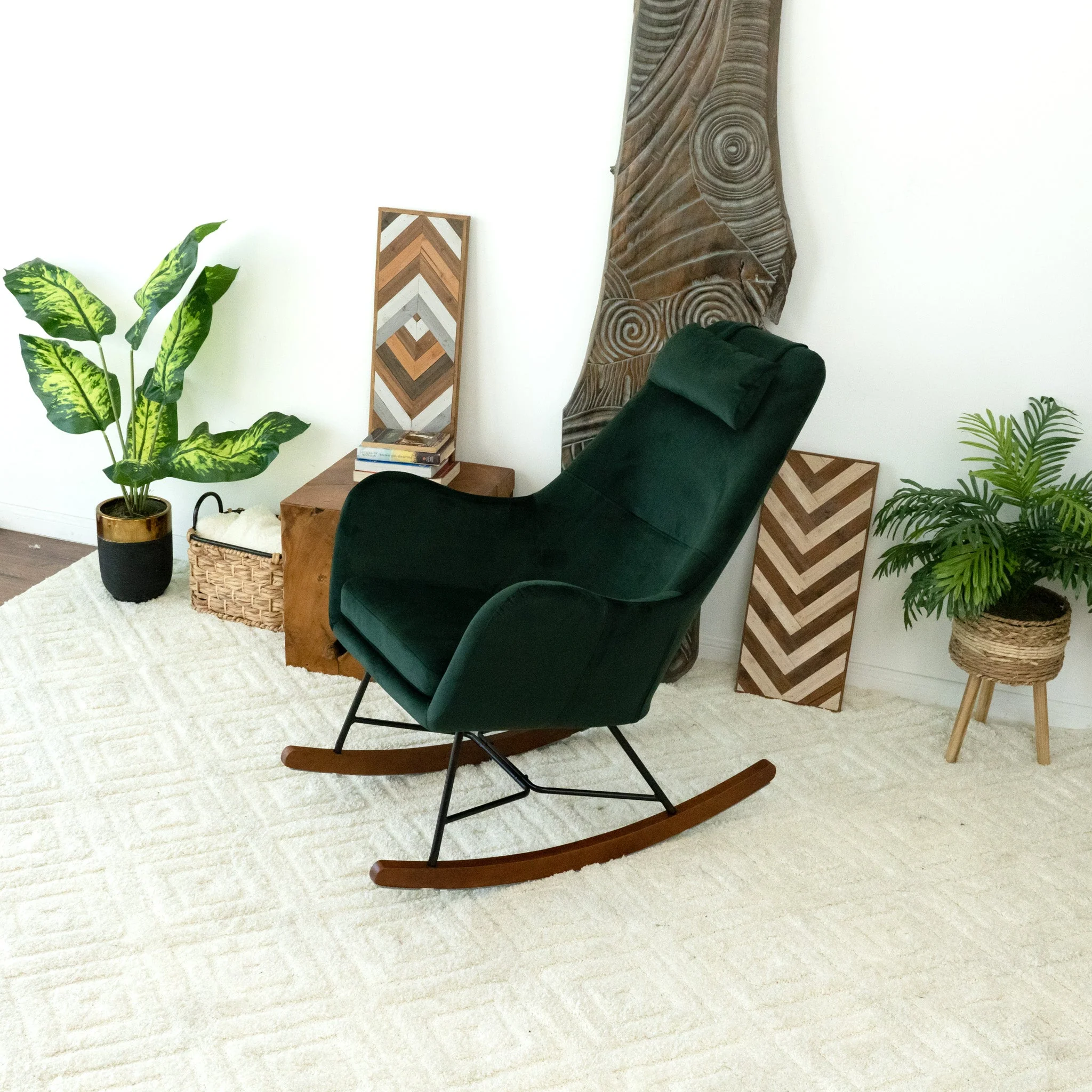 Chelsea Green Velvet Rocking Chair - Image 7