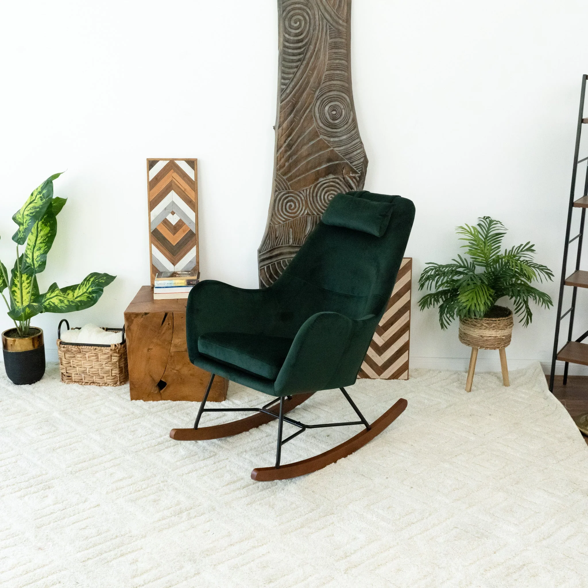 Chelsea Green Velvet Rocking Chair - Image 8
