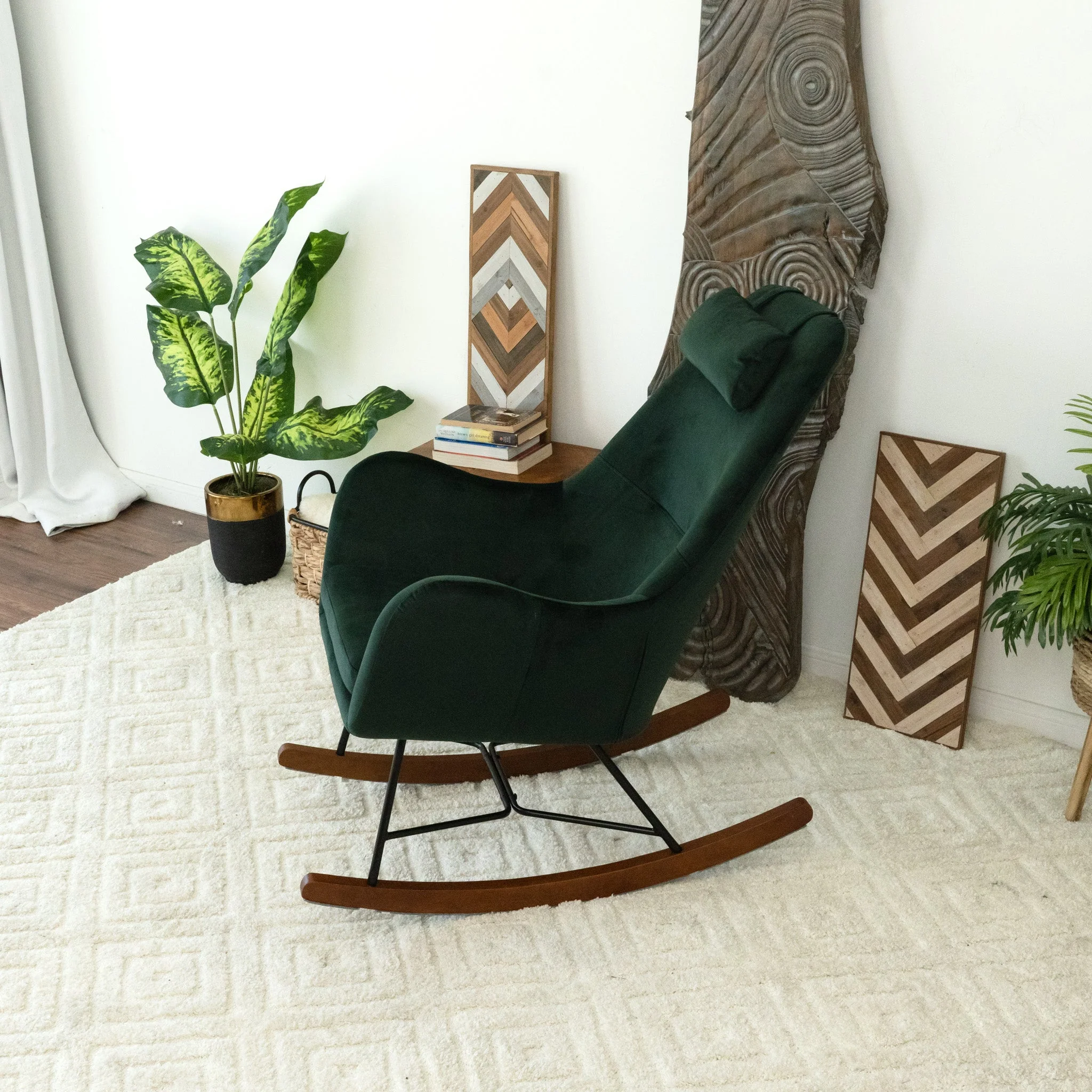 Chelsea Green Velvet Rocking Chair - Image 9